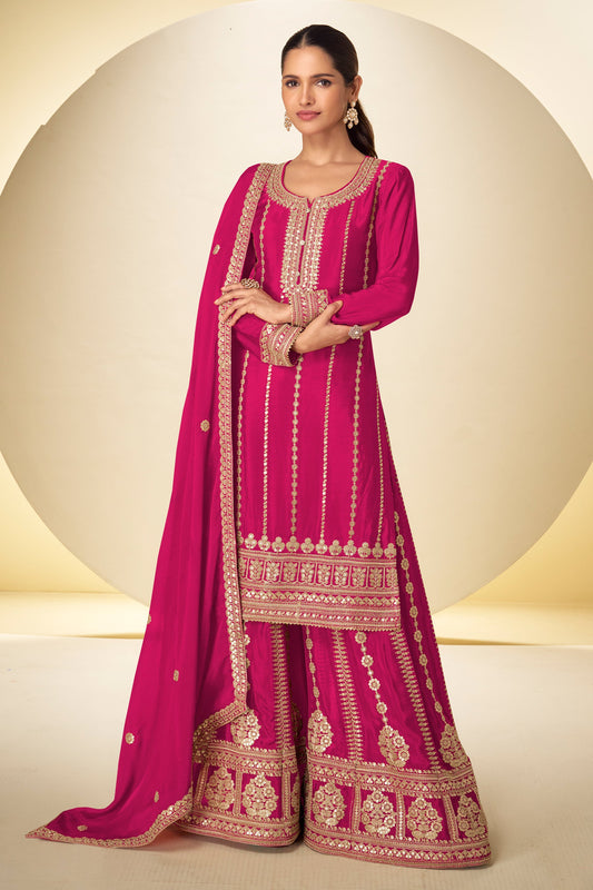Pink Readymade Embroidered Chinon Suit-SAR11628_1_SareeButa.com