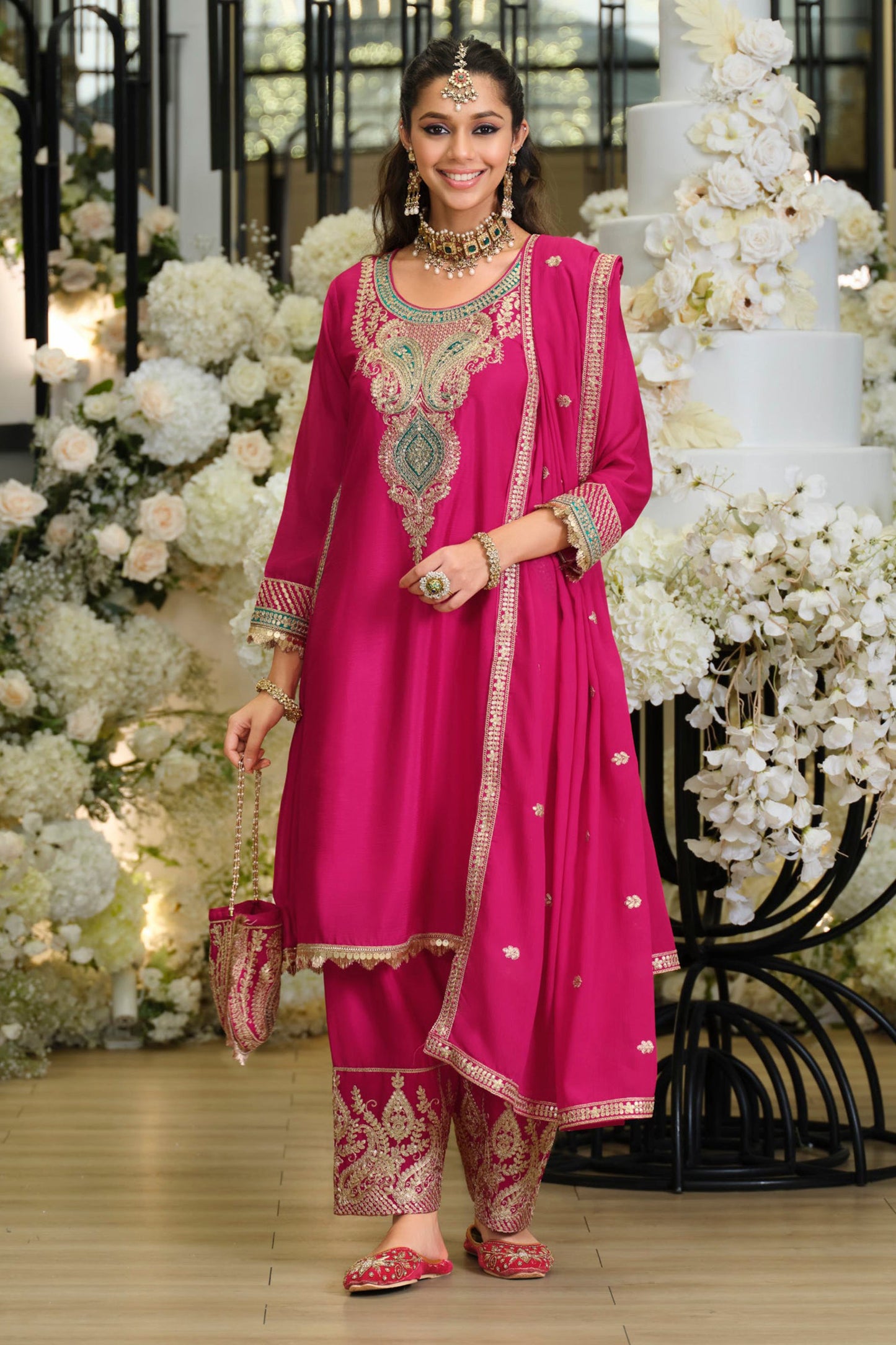 Pink Readymade Embroidered Chinon Suit-SAR12001_1_SareeButa.com