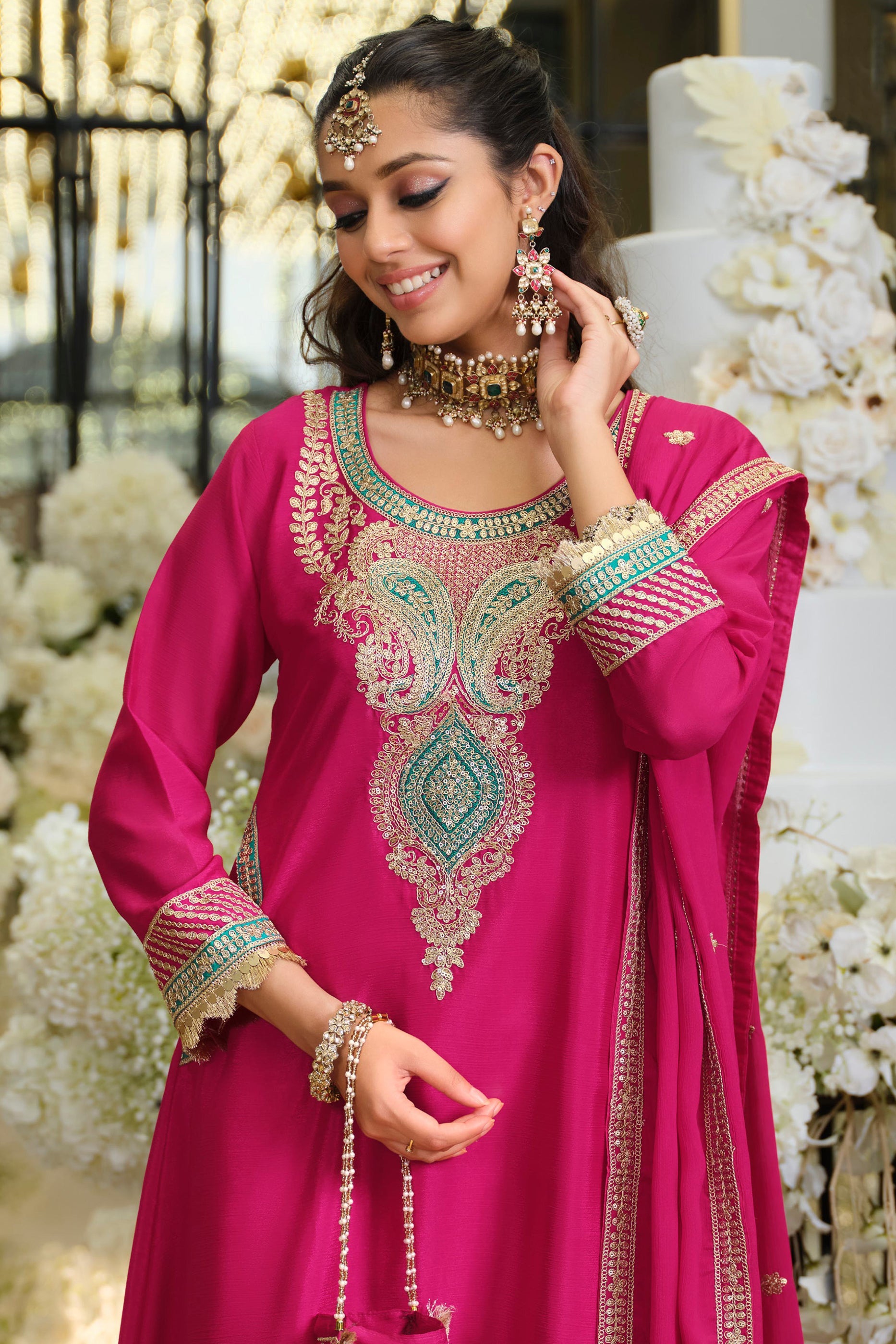 Pink Readymade Embroidered Chinon Suit-SAR12001_3_SareeButa.com
