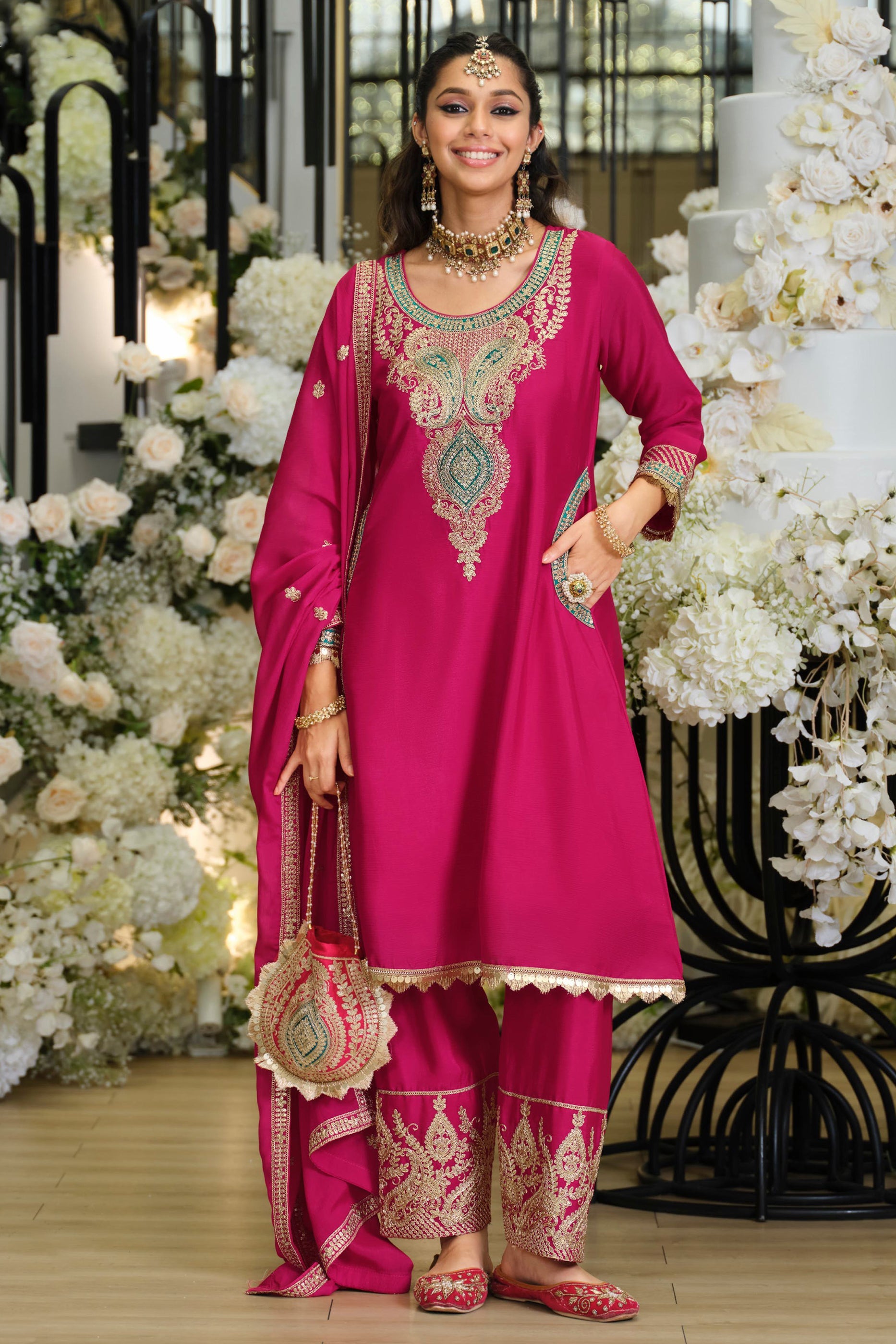 Pink Readymade Embroidered Chinon Suit-SAR12001_4_SareeButa.com