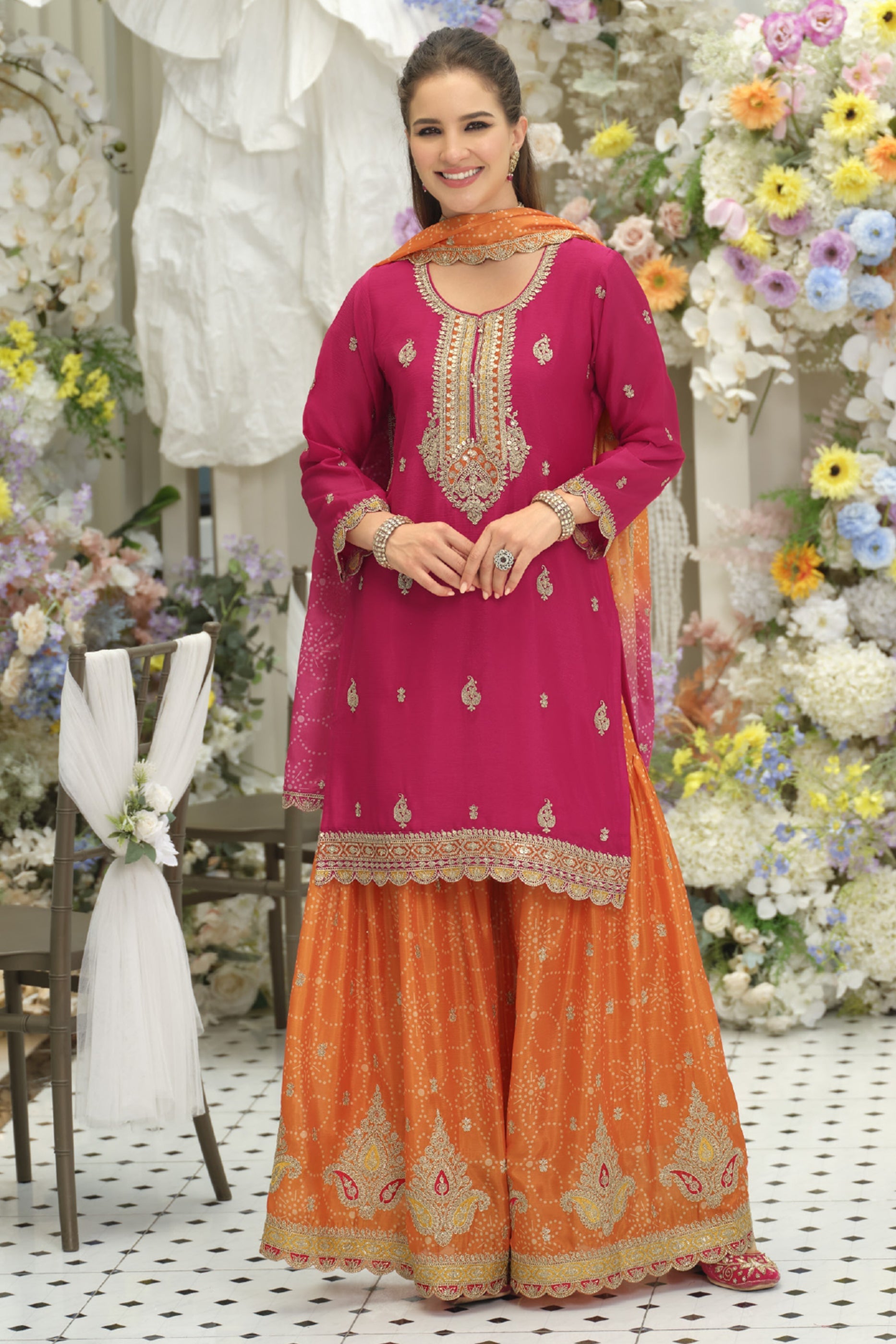 Pink Readymade Embroidered Chinon Suit-SAR12007_1_SareeButa.com