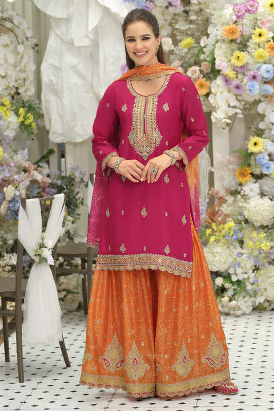 Pink Readymade Embroidered Chinon Suit-SAR12007_1_SareeButa.com