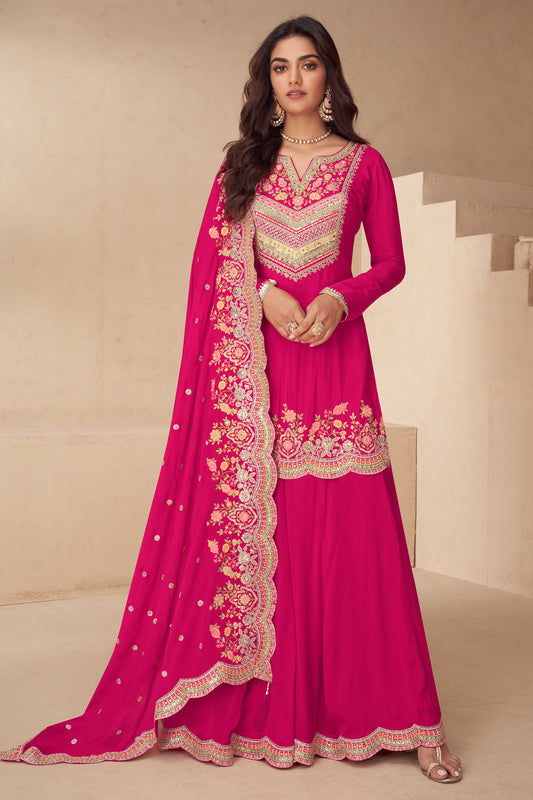 Pink Readymade Embroidered Chinon Suit-SAR12049_1_SareeButa.com