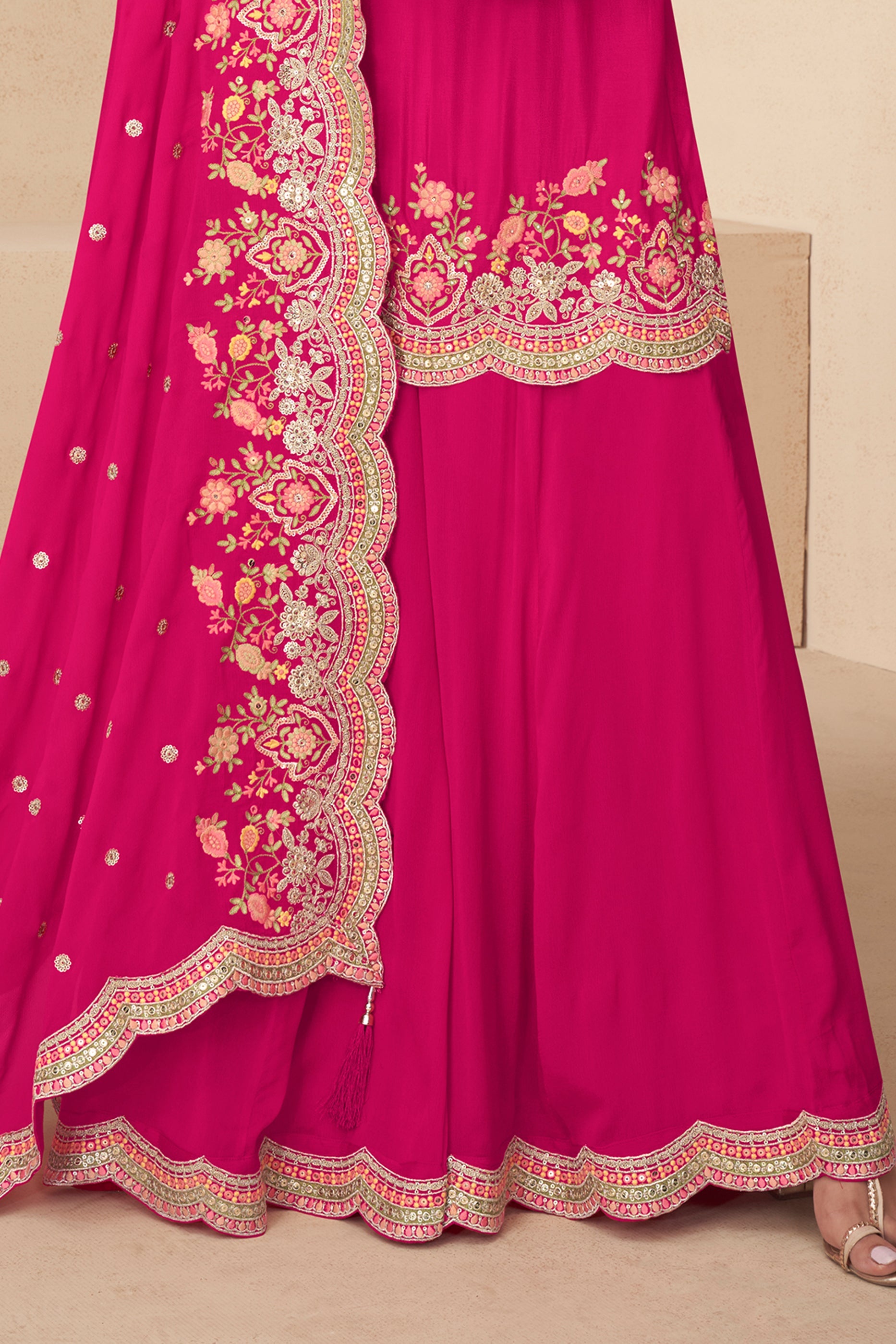 Pink Readymade Embroidered Chinon Suit-SAR12049_4_SareeButa.com
