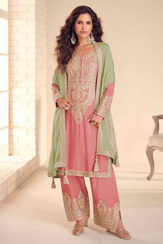 Pink Readymade Embroidered Chinon Suit-SAR12152_1_SareeButa.com