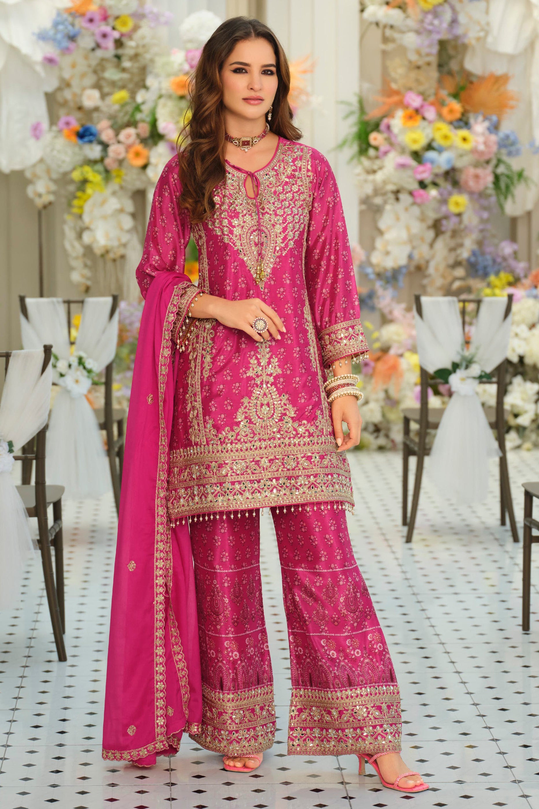 Pink Readymade Embroidered Chinon Suit-SAR12168_1_SareeButa.com