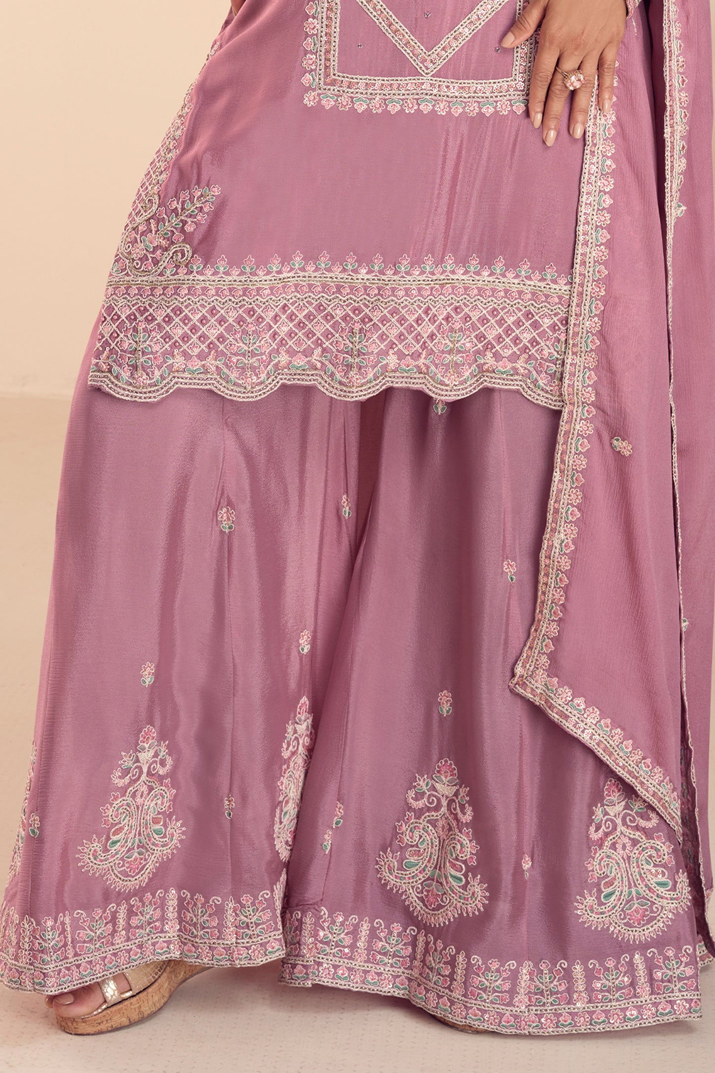 Pink Readymade Embroidered Chinon Suit-SAR12201_4_SareeButa.com