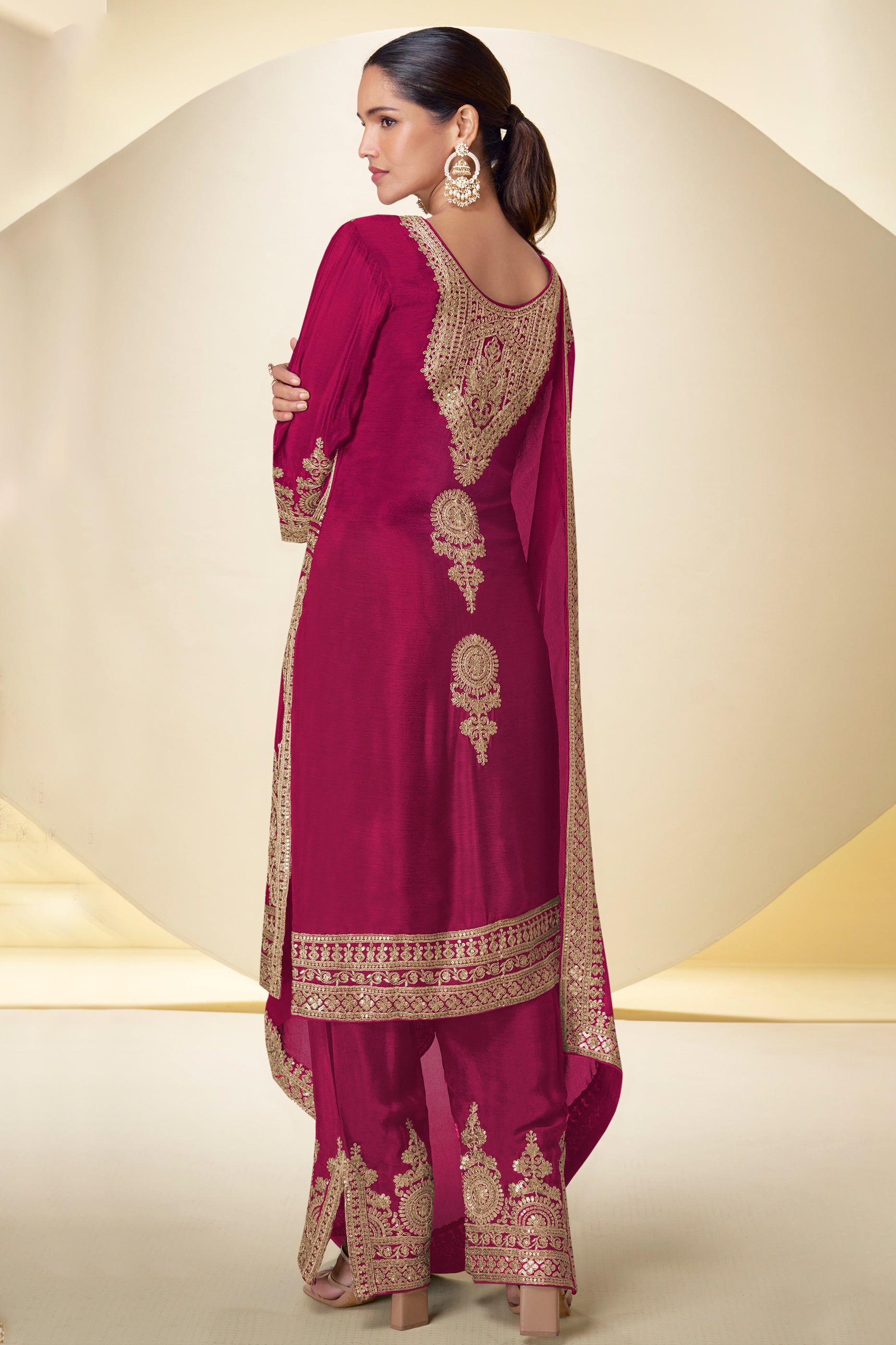 Pink Readymade Embroidered Chinon Suit-SAR12221_3_SareeButa.com