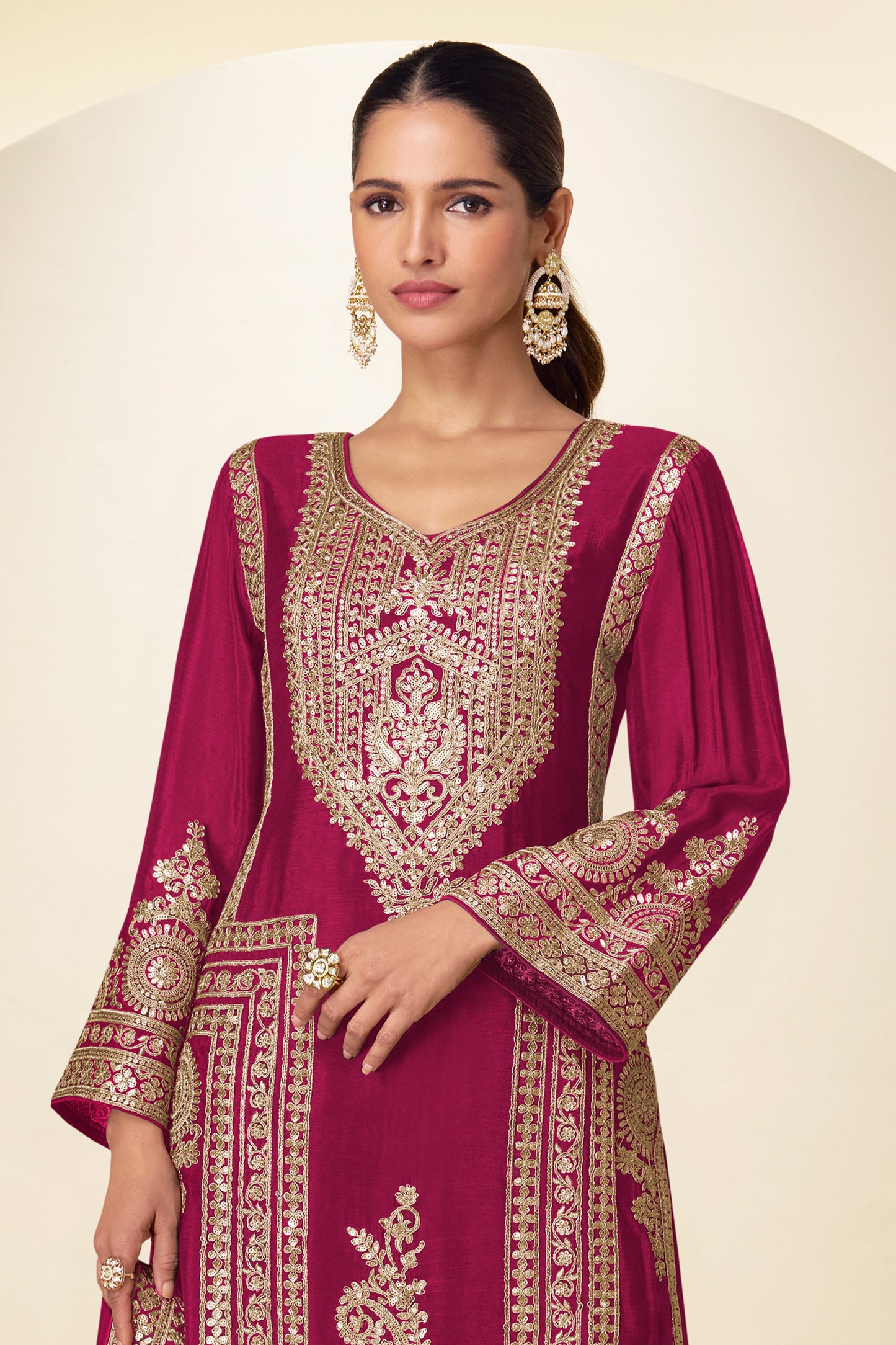 Pink Readymade Embroidered Chinon Suit-SAR12221_4_SareeButa.com