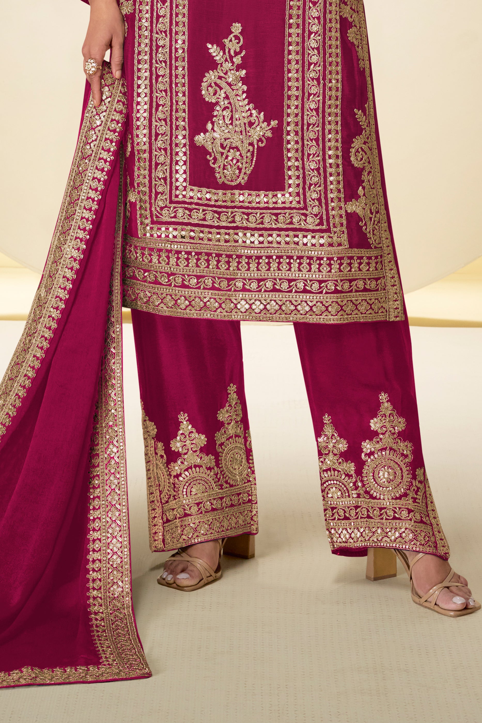 Pink Readymade Embroidered Chinon Suit-SAR12221_5_SareeButa.com