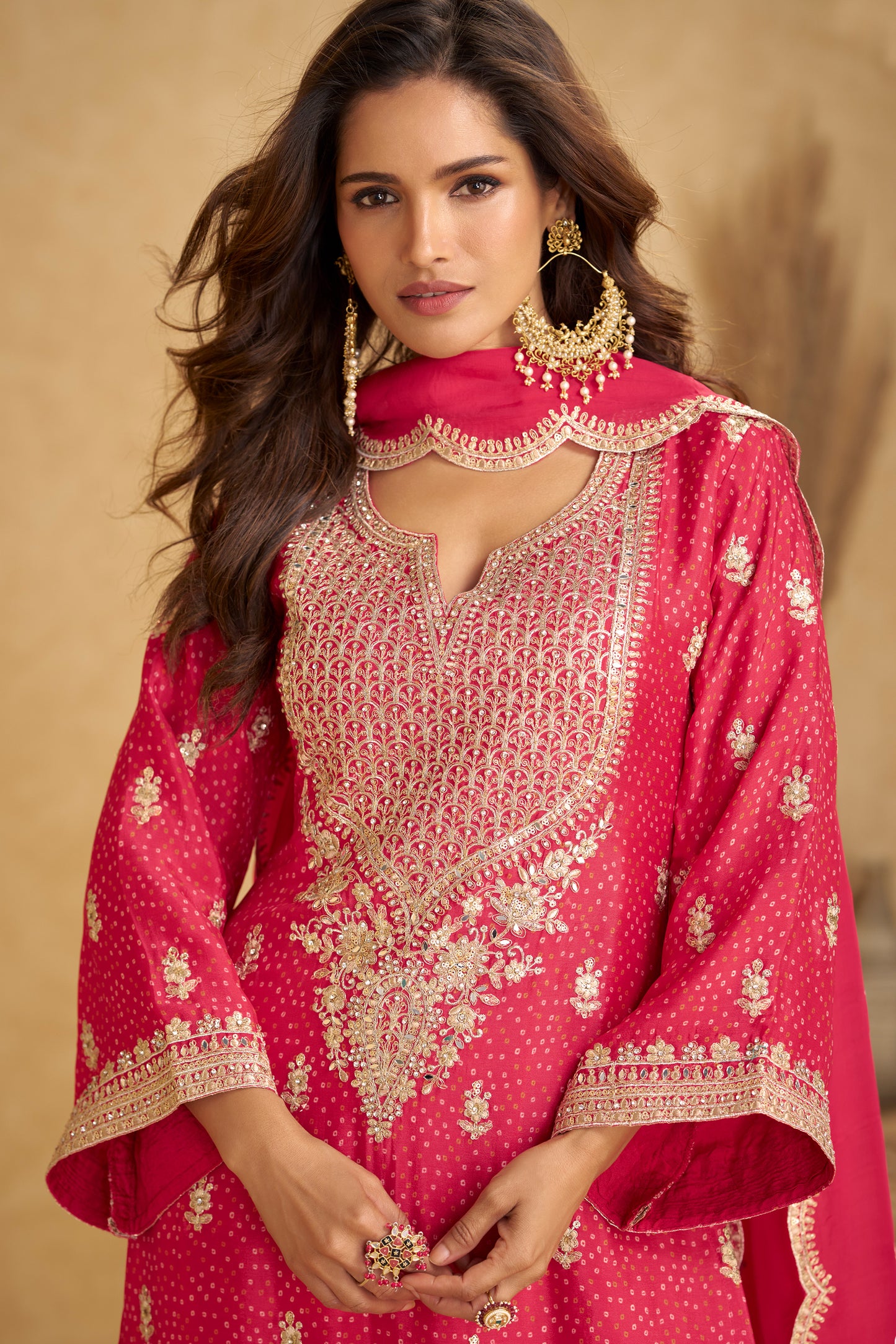 Pink Readymade Embroidered Chinon Suit-SAR12500_3_SareeButa.com