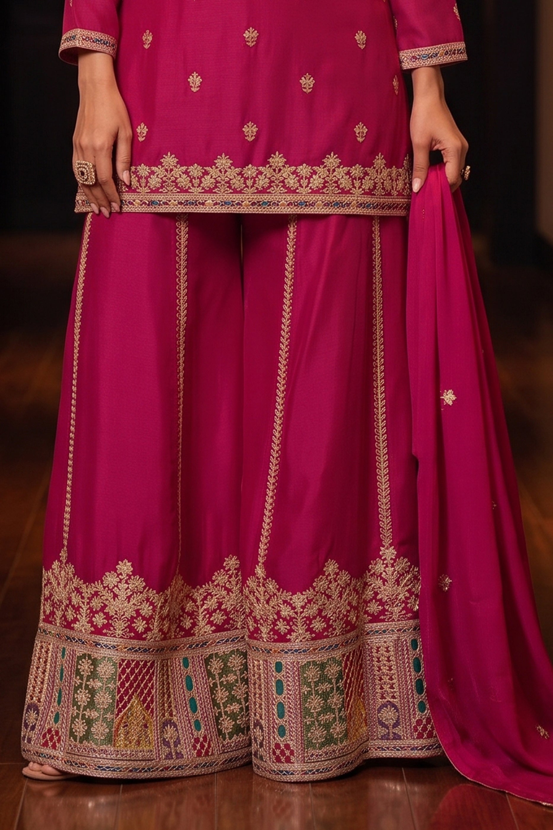 Pink Readymade Embroidered Chinon Suit-SAR12988_7_SareeButa.com