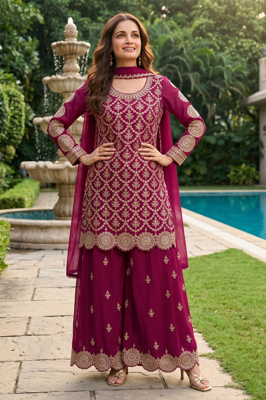 Pink Readymade Embroidered Chinon Suit-SAR12992_1_SareeButa.com