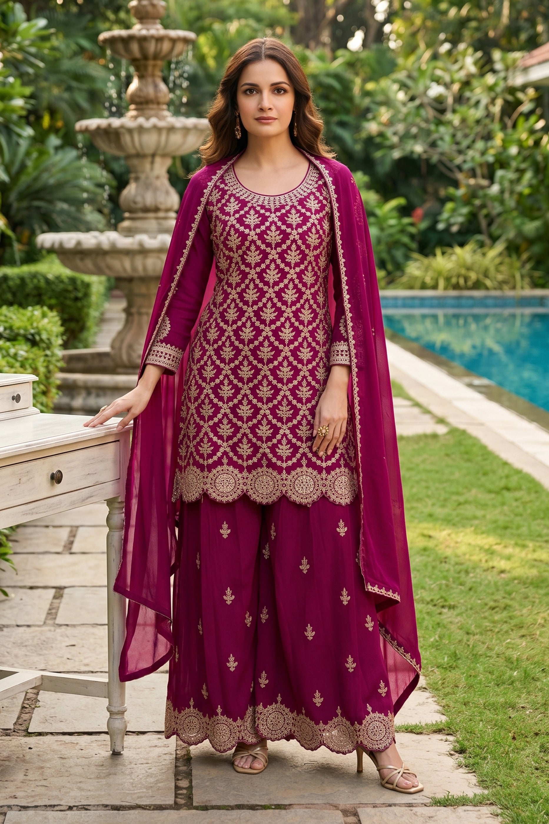 Pink Readymade Embroidered Chinon Suit-SAR12992_3_SareeButa.com