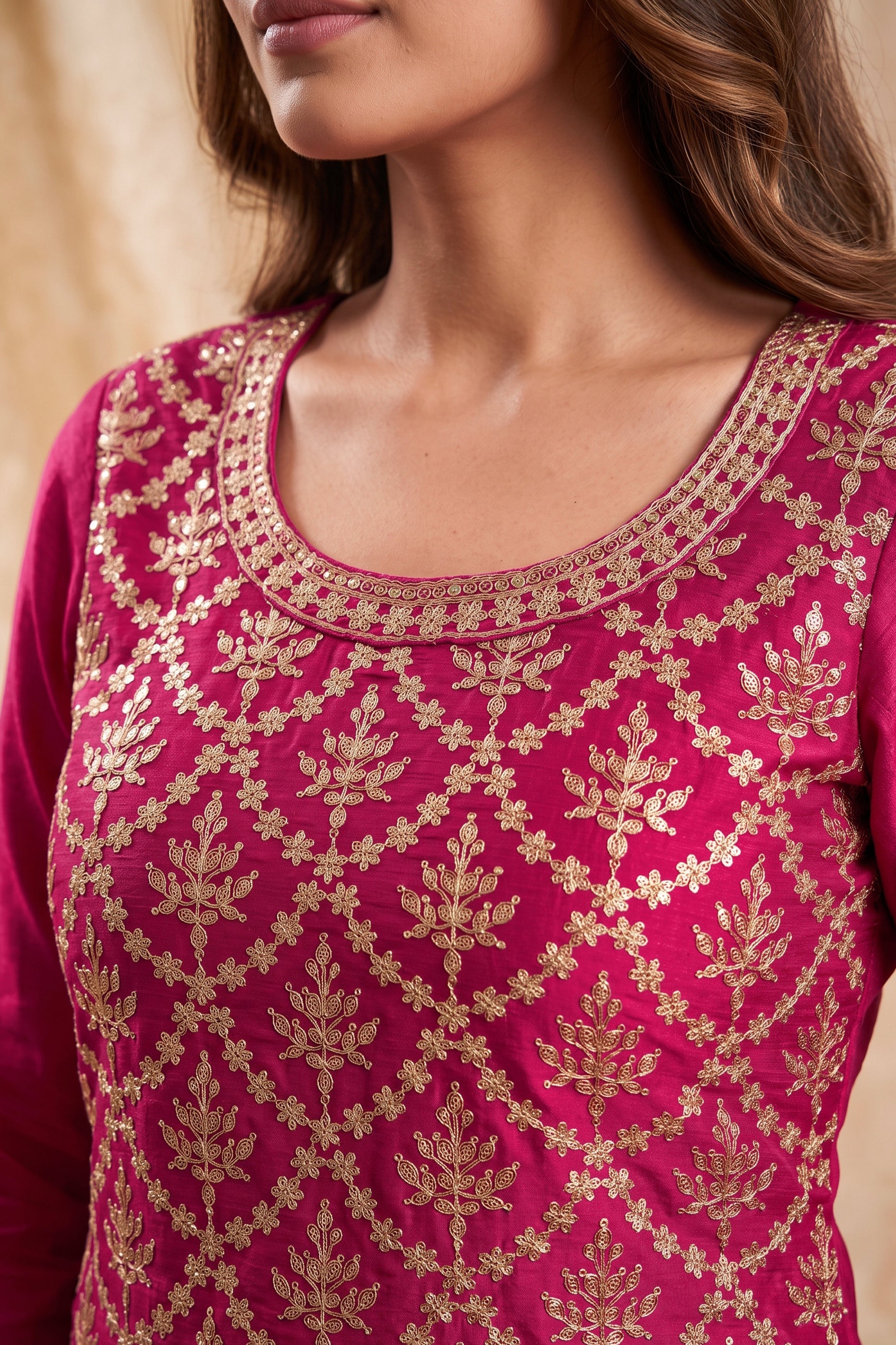 Pink Readymade Embroidered Chinon Suit-SAR12992_4_SareeButa.com