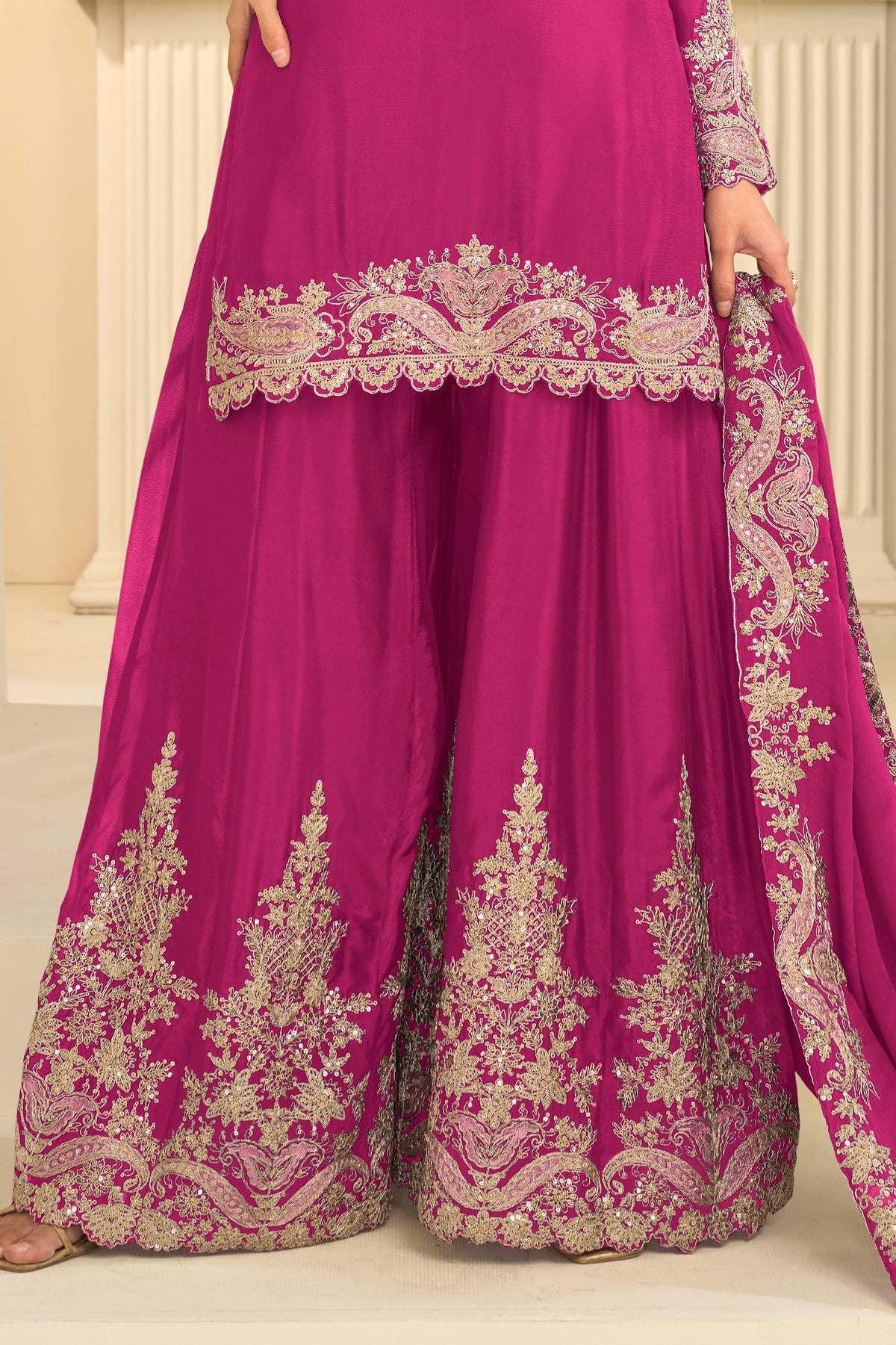 Pink Readymade Embroidered Chinon Suit-SAR13296_5_SareeButa.com