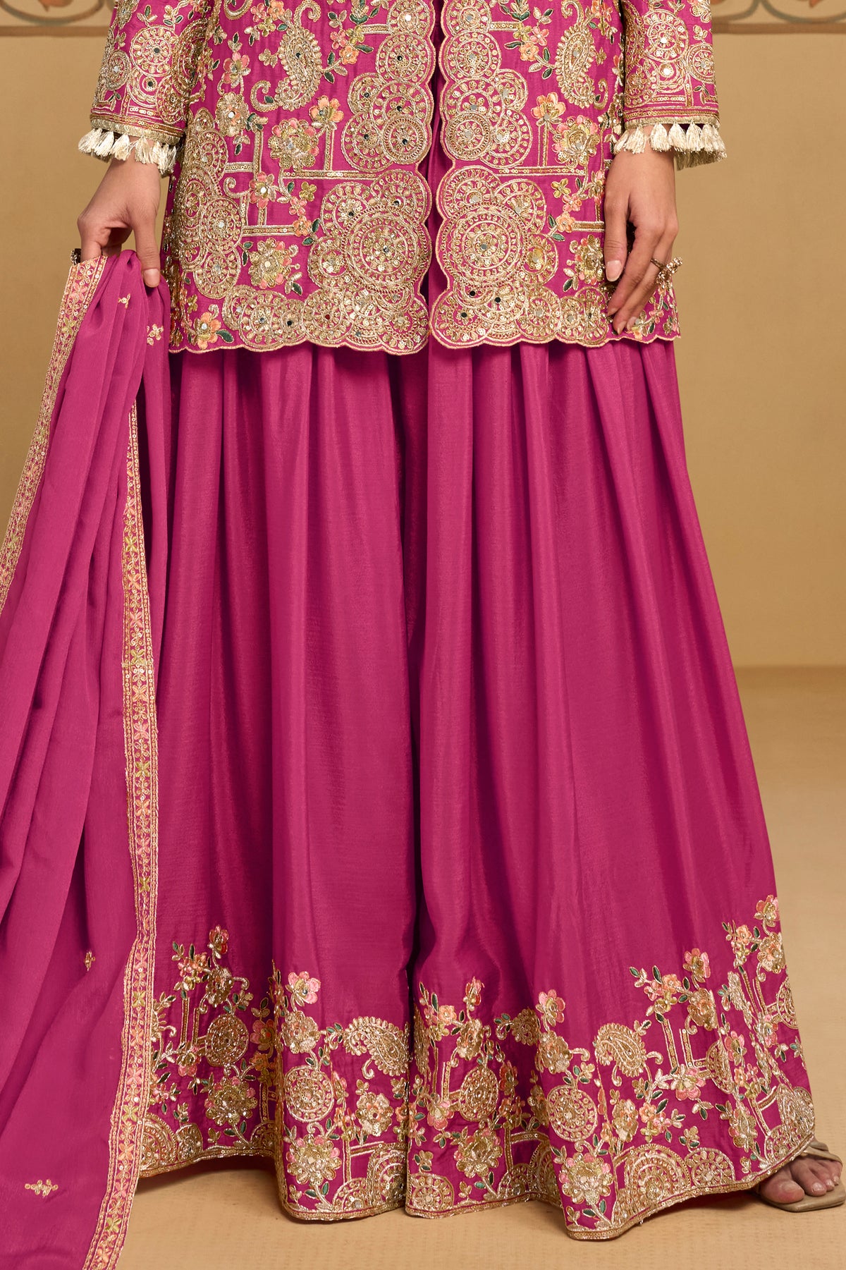 Pink Readymade Embroidered Chinon Suit-SAR13559_4_SareeButa.com