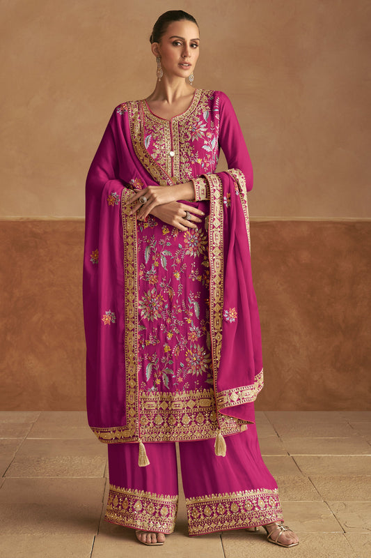 Pink Readymade Embroidered Chinon Suit-SS500_1_SareeButa.com