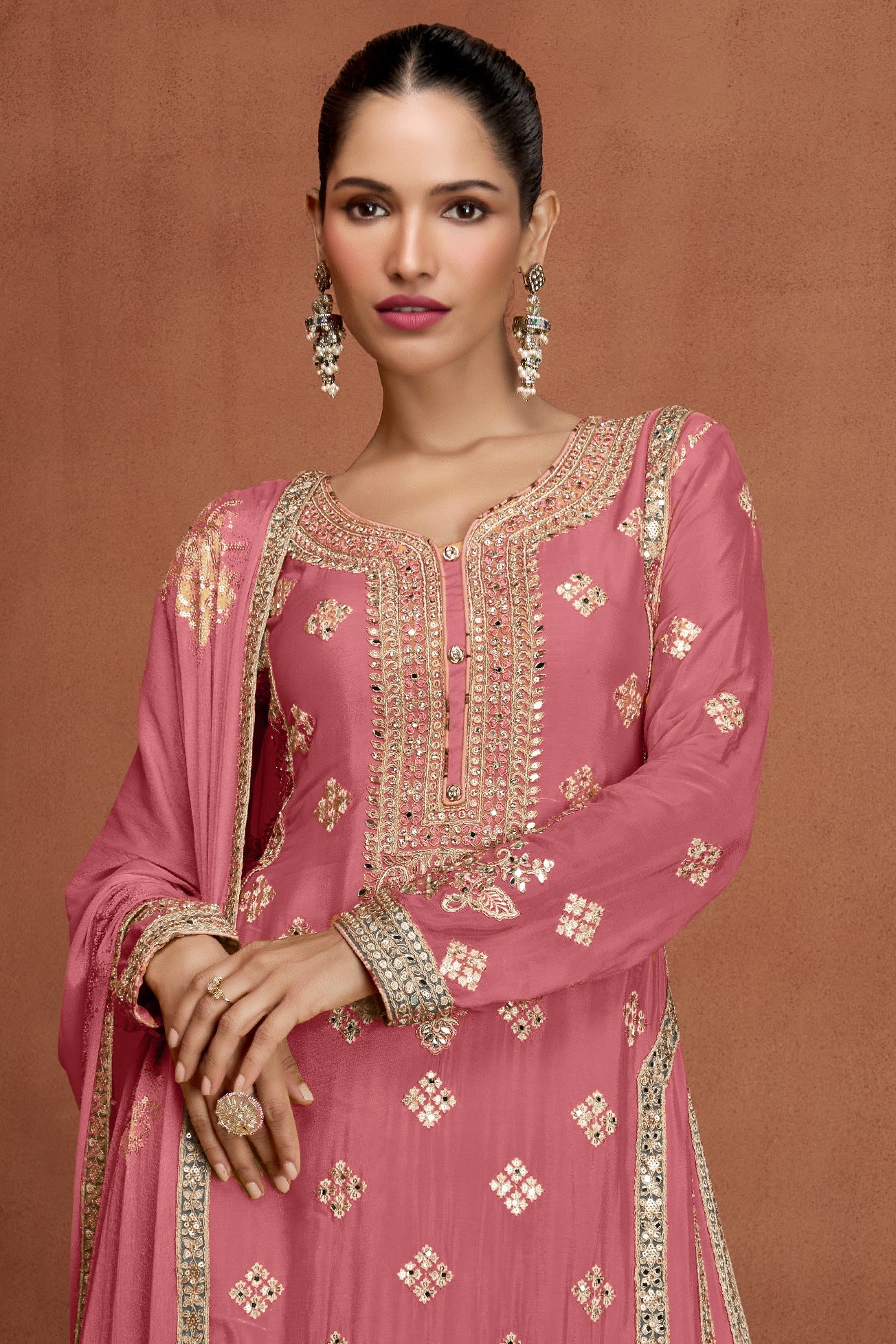 Pink Readymade Embroidered Chinon Suit-SS895_3_SareeButa.com