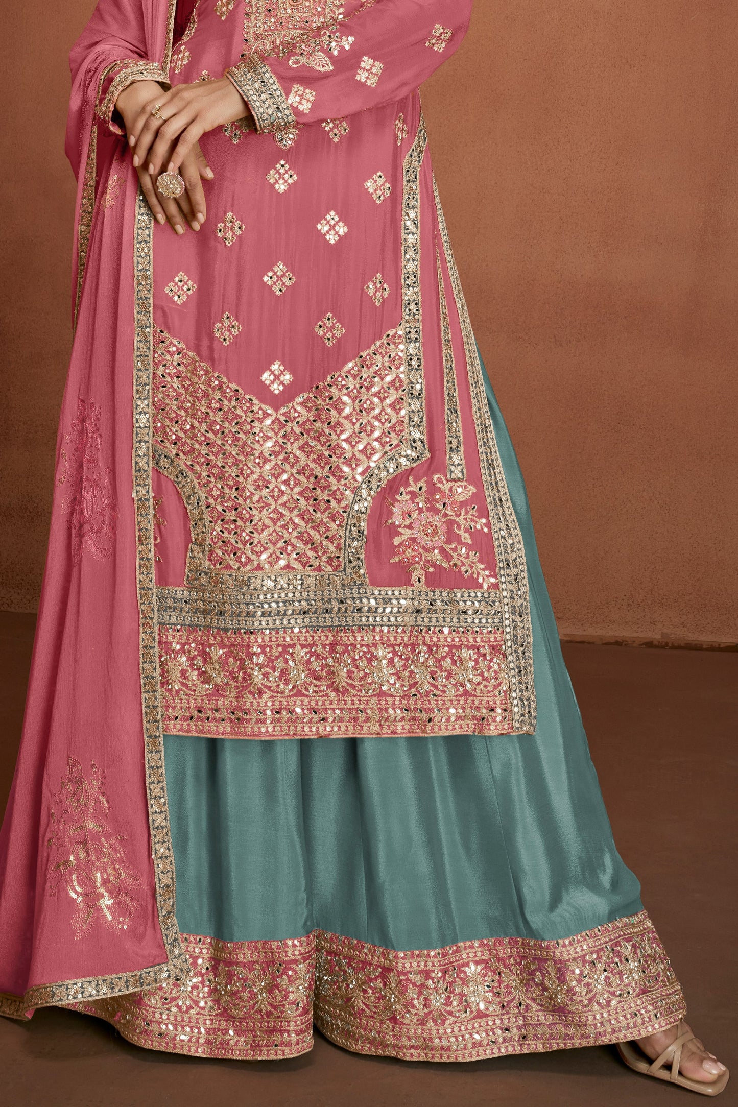 Pink Readymade Embroidered Chinon Suit-SS895_4_SareeButa.com