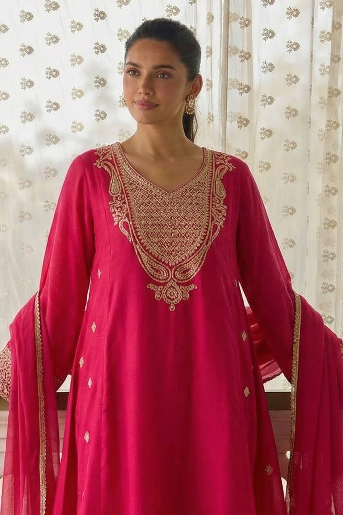 Pink Readymade Embroidered Cotton Silk Suit-SAR12756_3_SareeButa.com