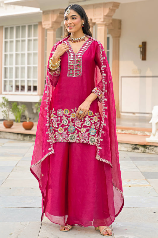Pink Readymade Embroidered Crush Satin Palazzo Suit-SAR13231_1_SareeButa.com