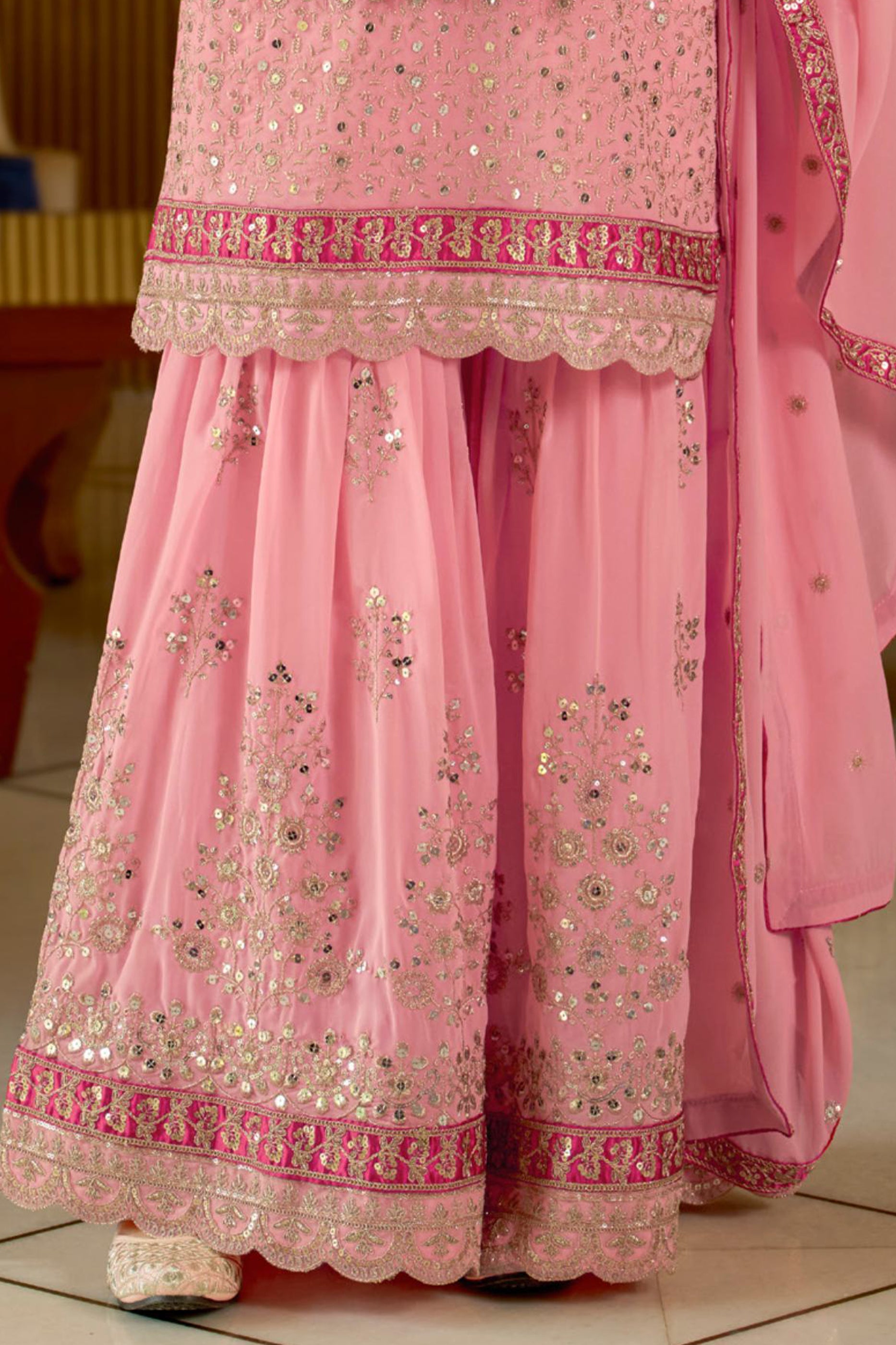 Pink Readymade Embroidered Geogette Sharara Suit-SAR12057_5_SareeButa.com