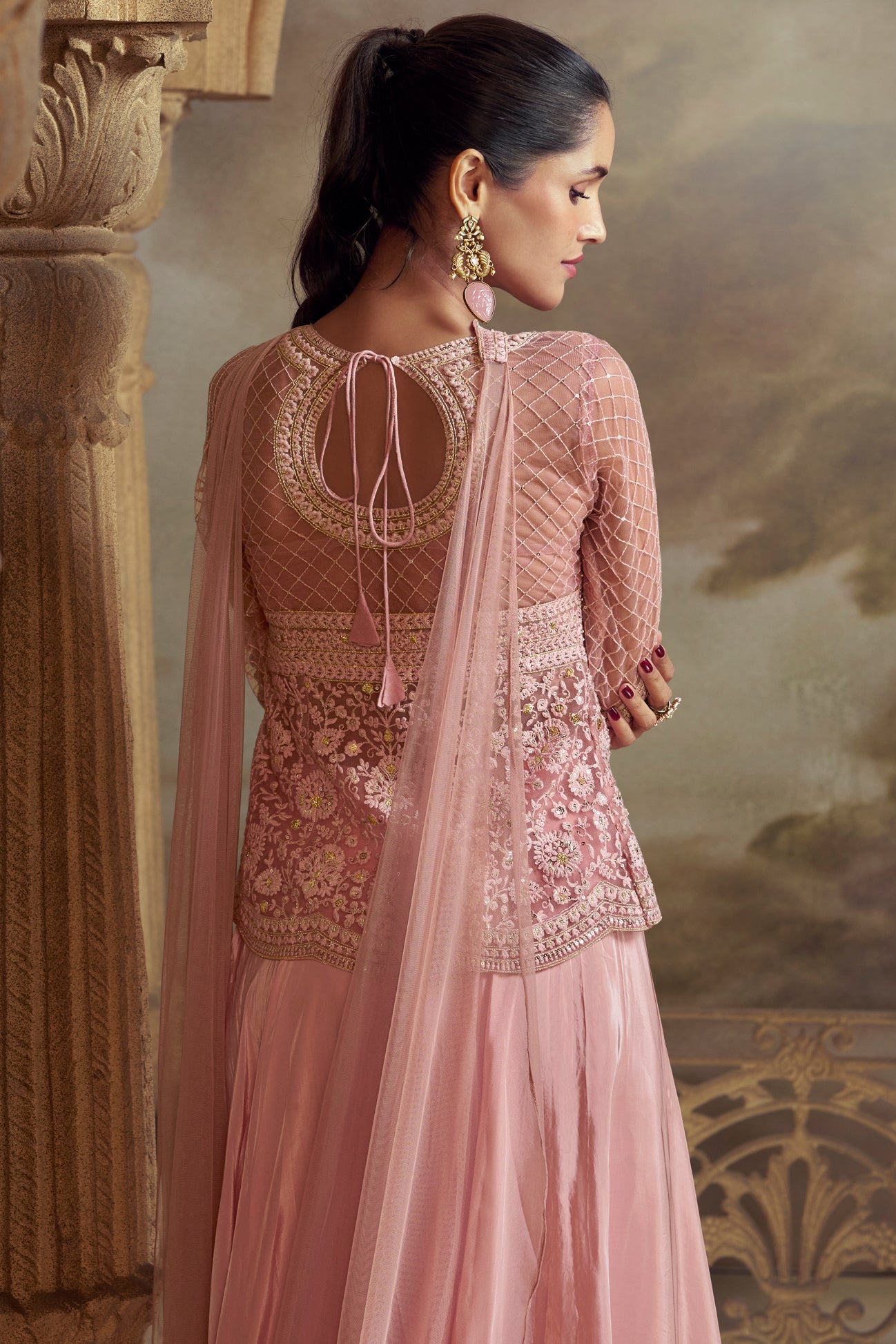 Pink Readymade Embroidered Georgette Palazzo Set-SS791_3_SareeButa.com