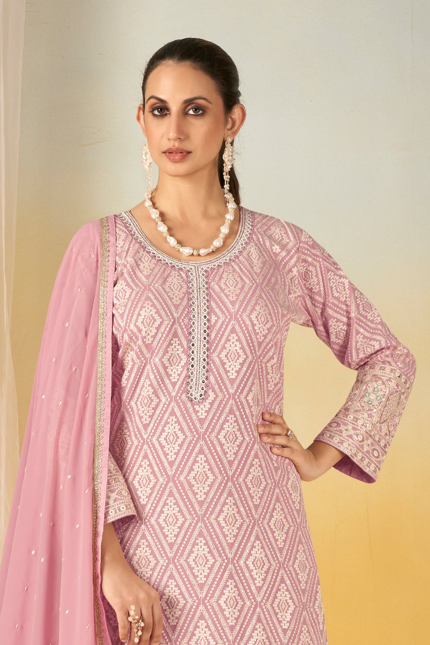Pink Readymade Embroidered Georgette Palazzo Suit-SAR11567_3_SareeButa.com