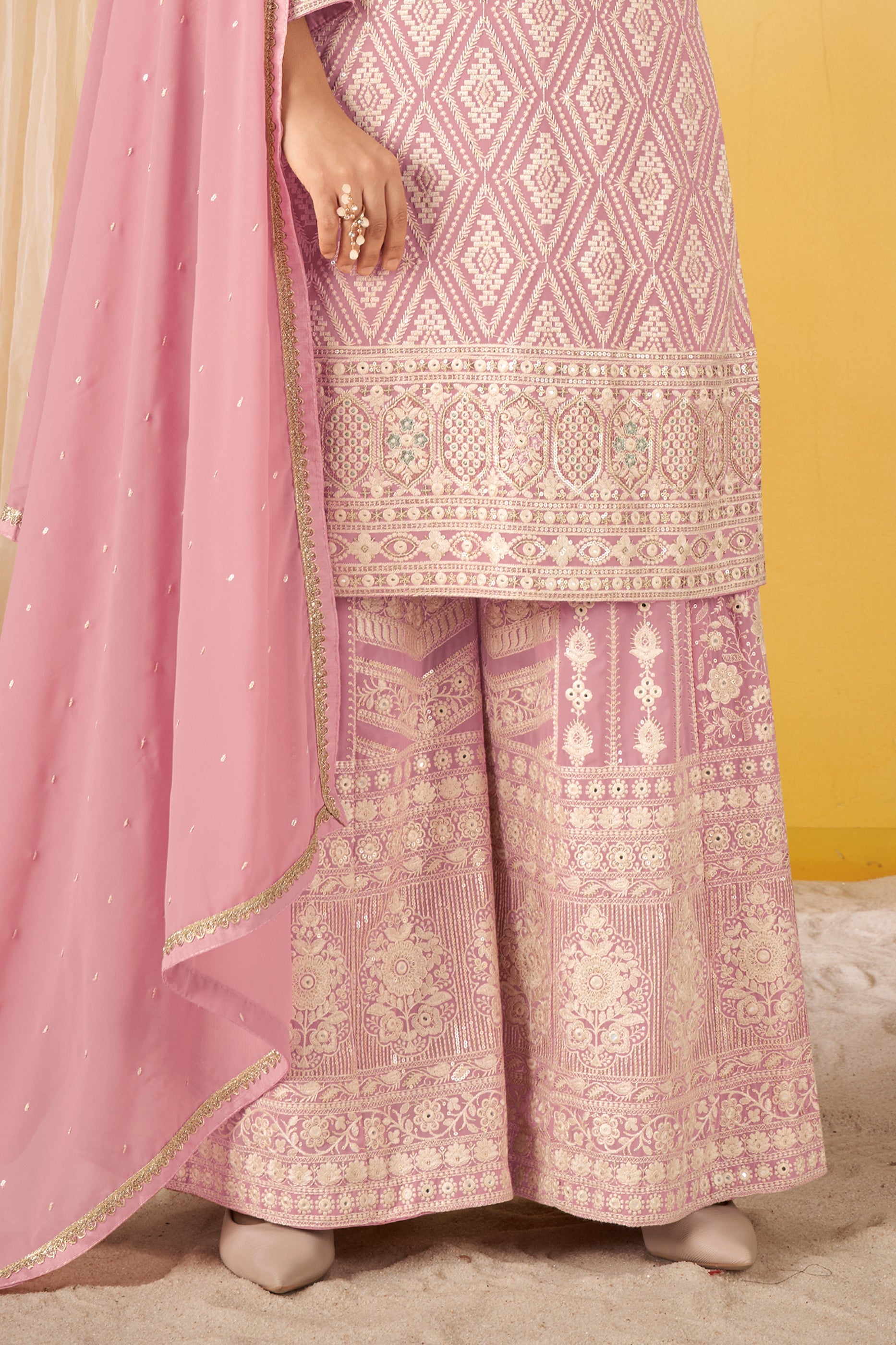 Pink Readymade Embroidered Georgette Palazzo Suit-SAR11567_4_SareeButa.com