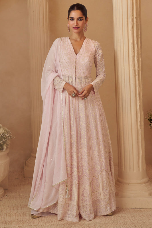 Pink Readymade Embroidered Georgette Palazzo Suit-SAR11975_1_SareeButa.com