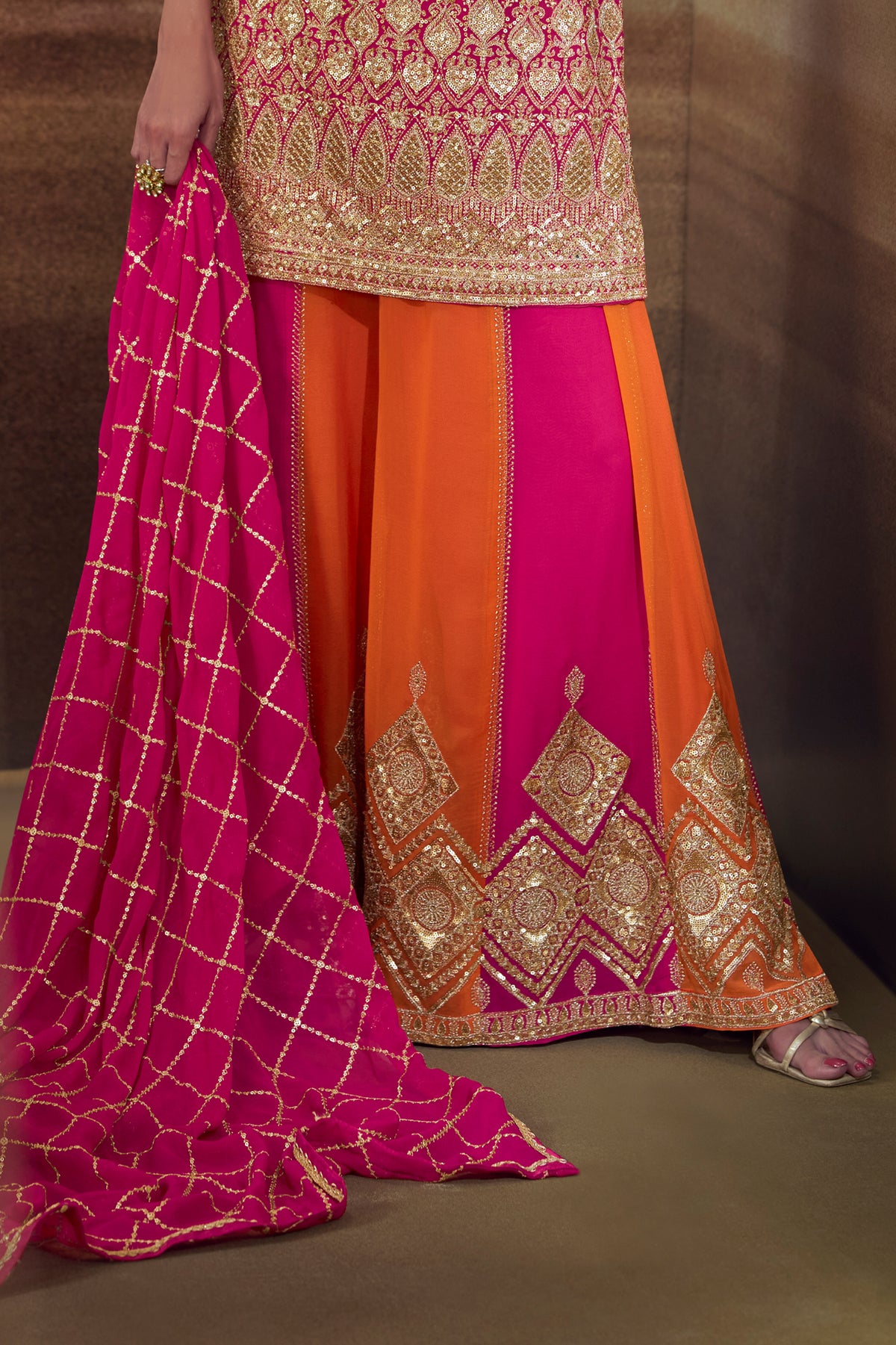 Pink Readymade Embroidered Georgette Palazzo Suit-SAR13369_4_SareeButa.com