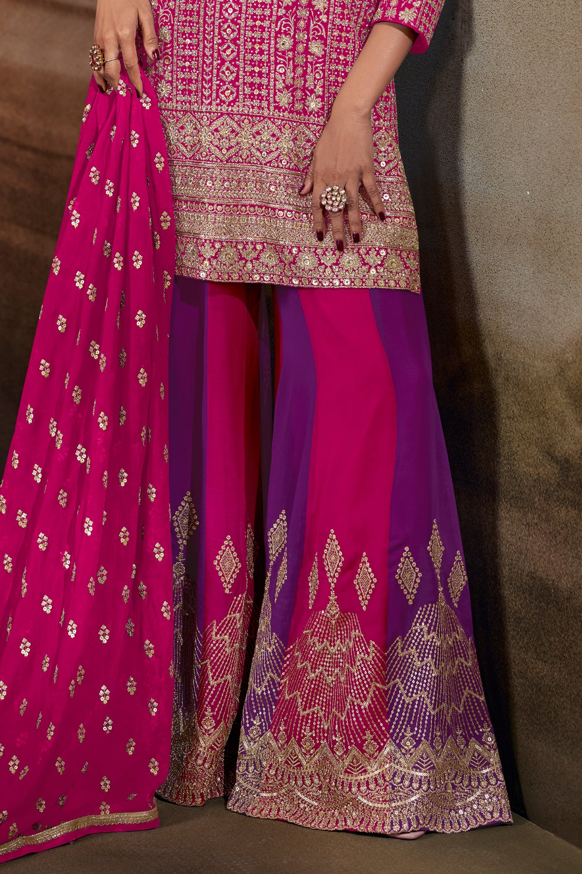 Pink Readymade Embroidered Georgette Palazzo Suit-SAR13372_4_SareeButa.com