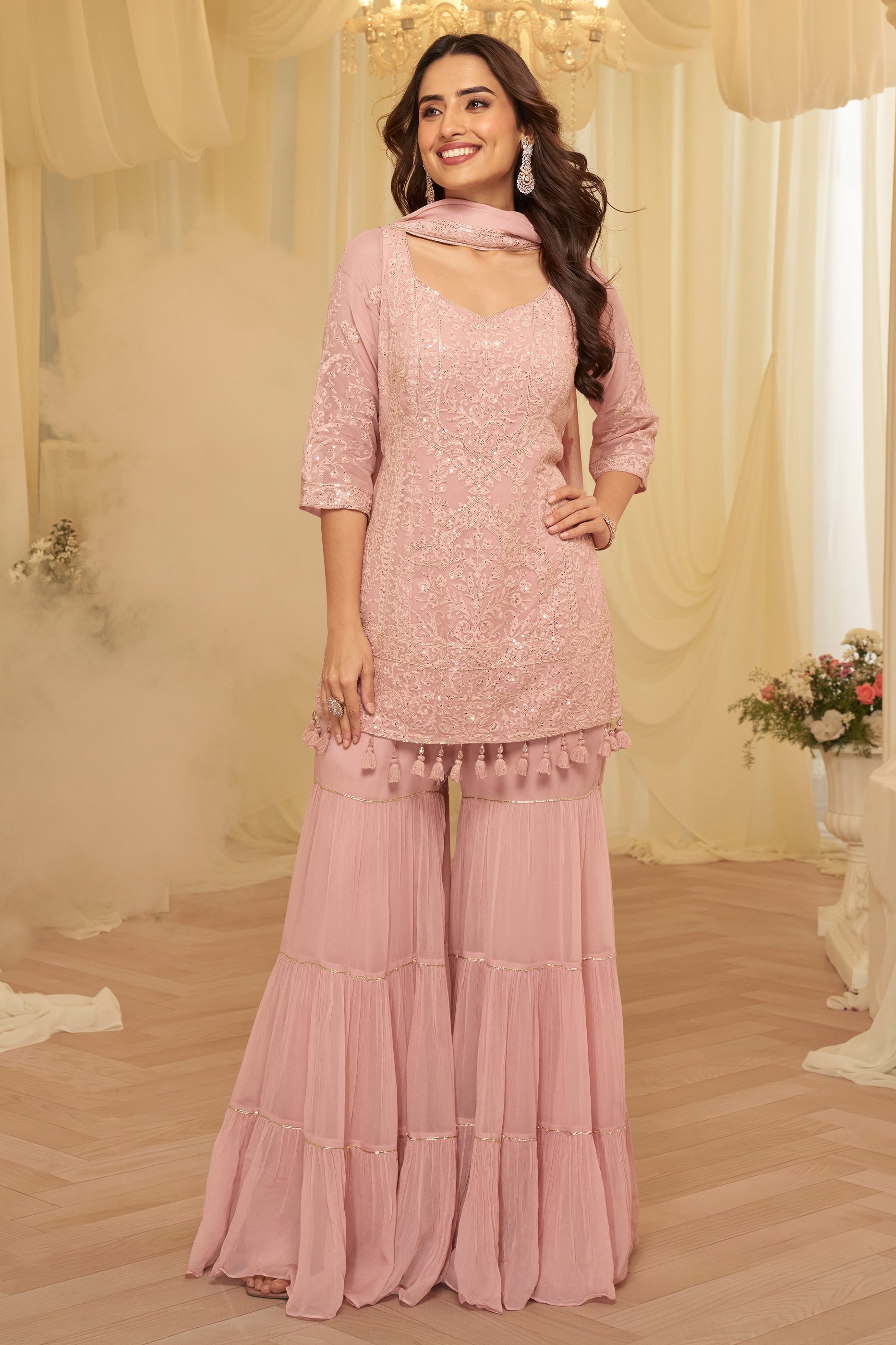 Pink Readymade Embroidered Georgette Sharara Suit-SAR11719_1_SareeButa.com