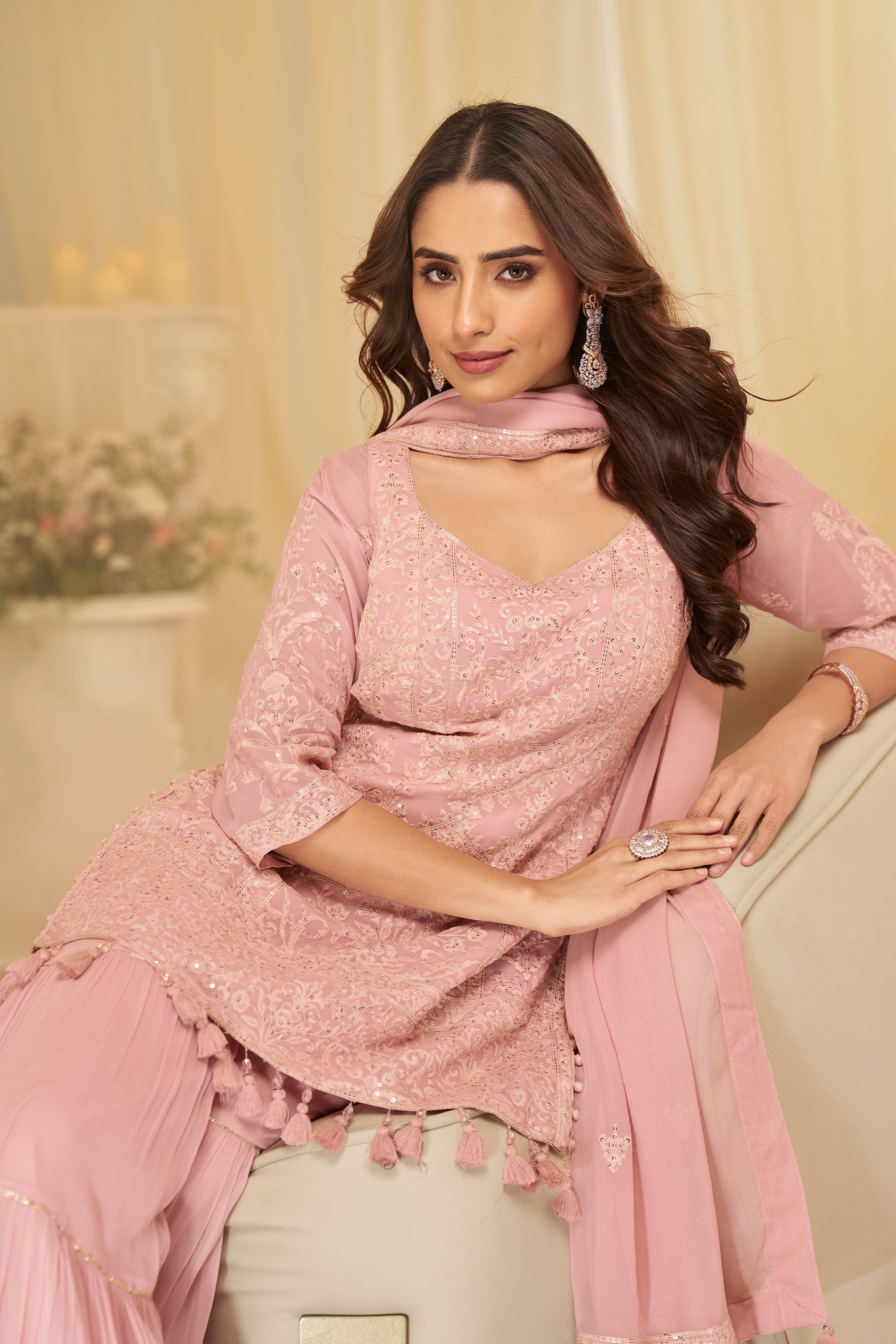 Pink Readymade Embroidered Georgette Sharara Suit-SAR11719_3_SareeButa.com