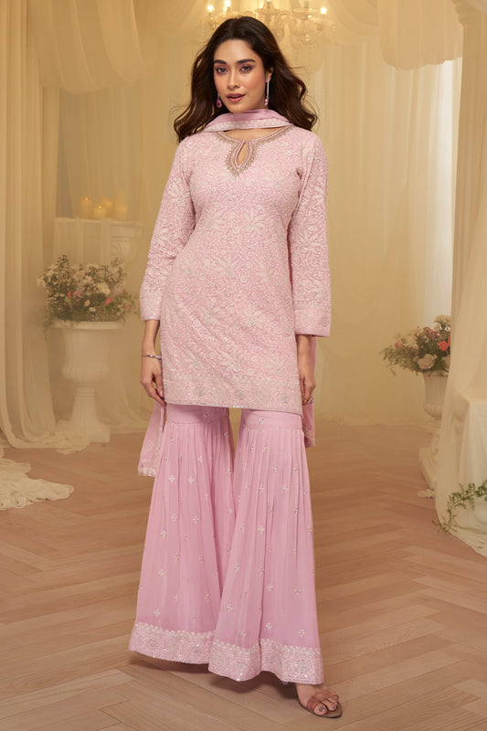 Pink Readymade Embroidered Georgette Sharara Suit-SAR11721_1_SareeButa.com