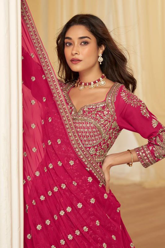 Pink Readymade Embroidered Georgette Skirt Suit-SAR11681_2_SareeButa.com