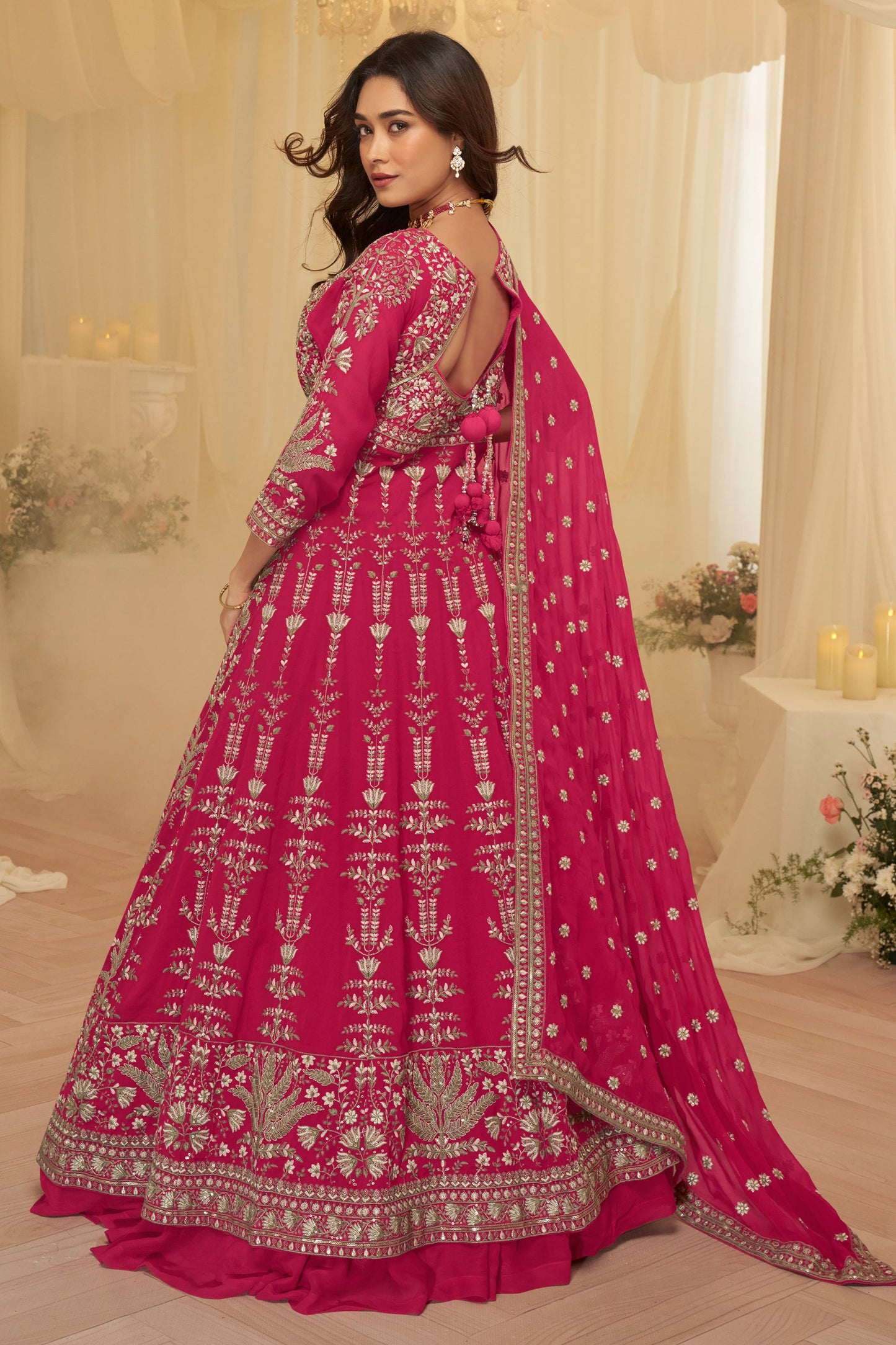 Pink Readymade Embroidered Georgette Skirt Suit-SAR11681_4_SareeButa.com