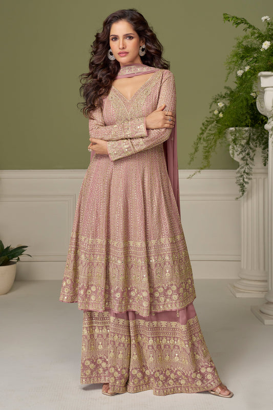 Pink Readymade Embroidered Georgette Suit-SAR11550_1_SareeButa.com