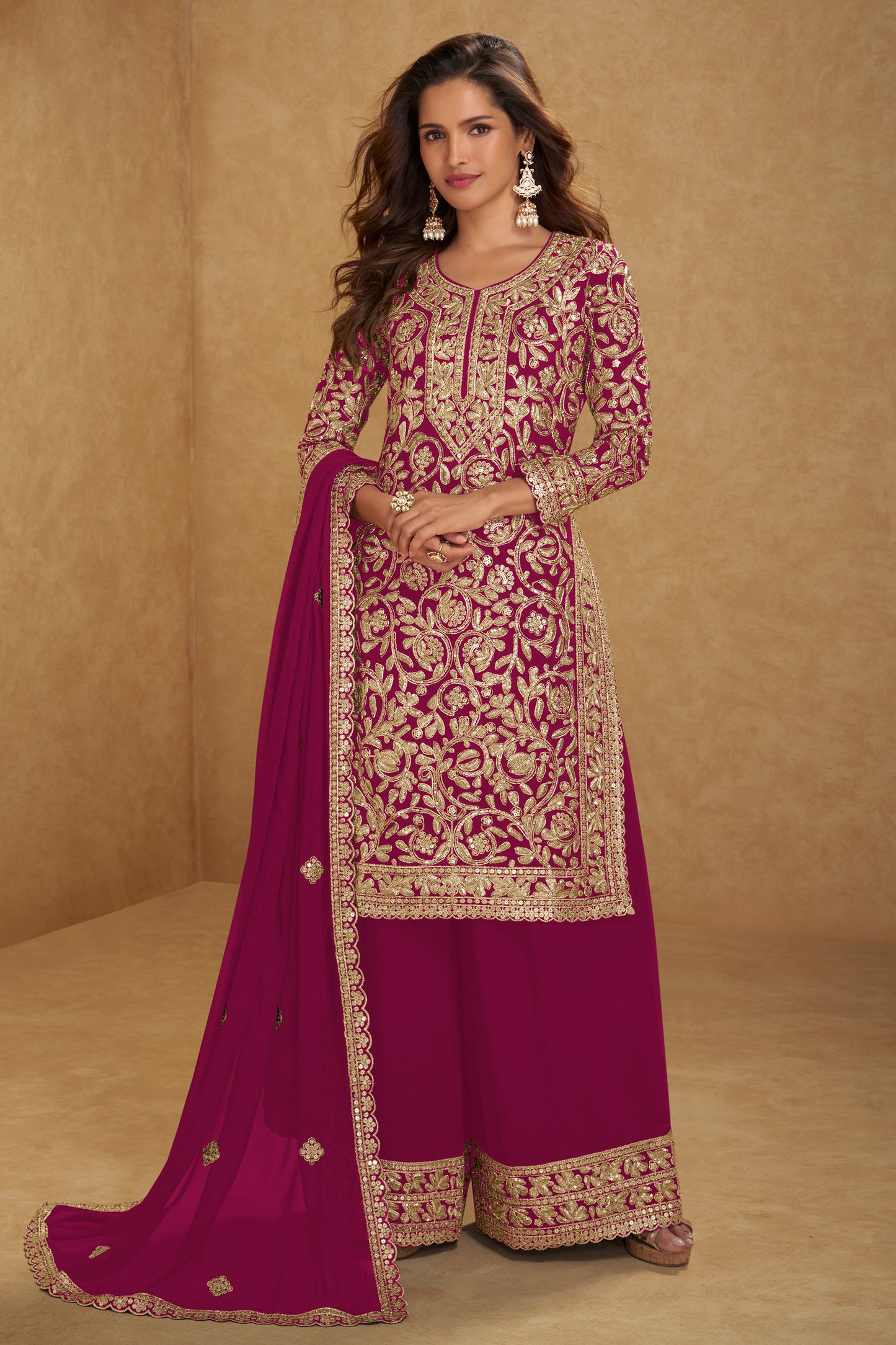 Pink Readymade Embroidered Georgette Suit-SAR12208_1_SareeButa.com