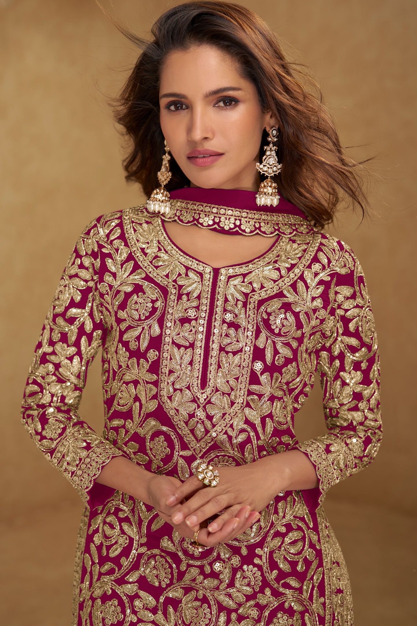 Pink Readymade Embroidered Georgette Suit-SAR12208_2_SareeButa.com