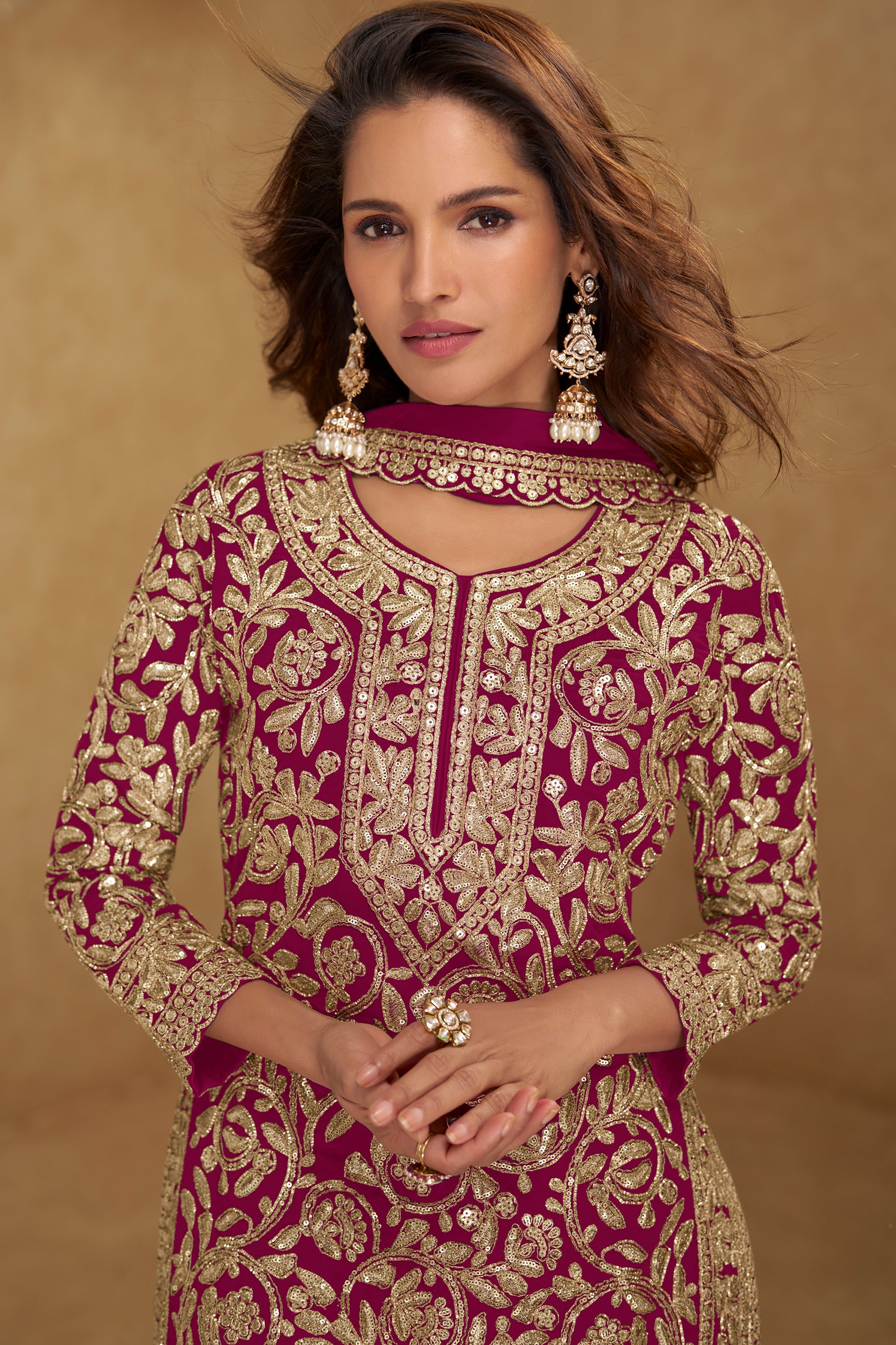 Pink Readymade Embroidered Georgette Suit-SAR12208_2_SareeButa.com