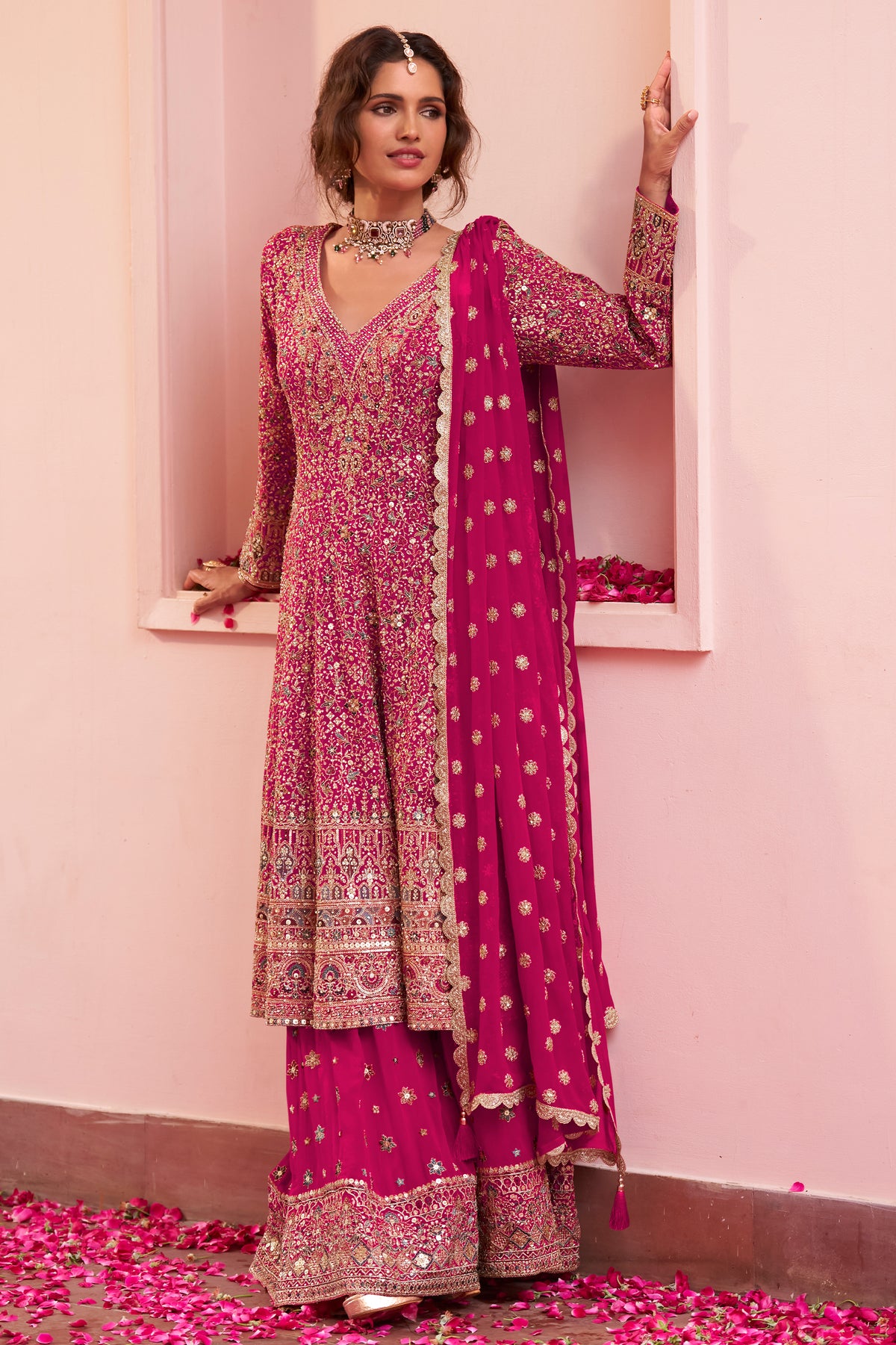 Pink Readymade Embroidered Georgette Suit-SAR13317_1_SareeButa.com
