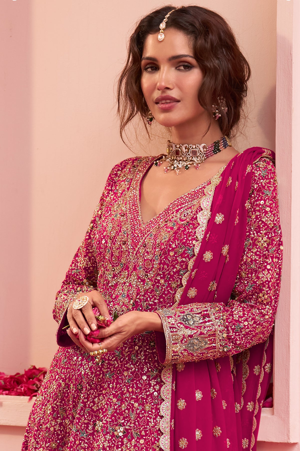 Pink Readymade Embroidered Georgette Suit-SAR13317_2_SareeButa.com