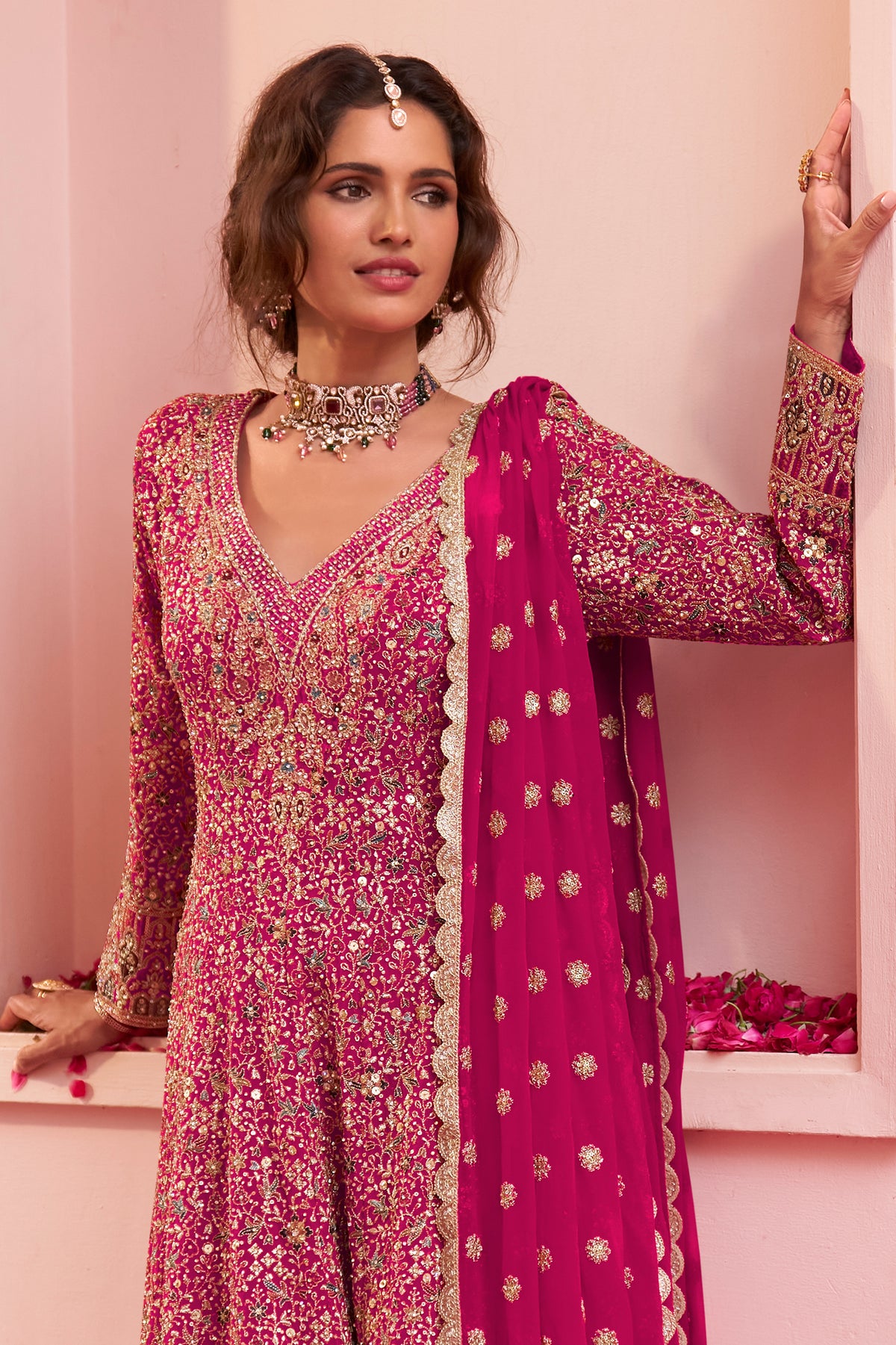 Pink Readymade Embroidered Georgette Suit-SAR13317_3_SareeButa.com