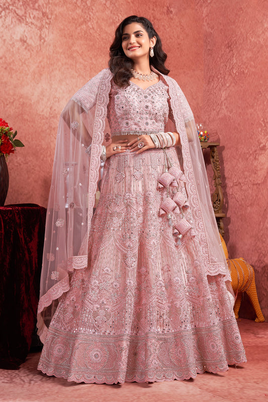 Pink Readymade Embroidered Net Lehenga-SAR10715_1_SareeButa.com