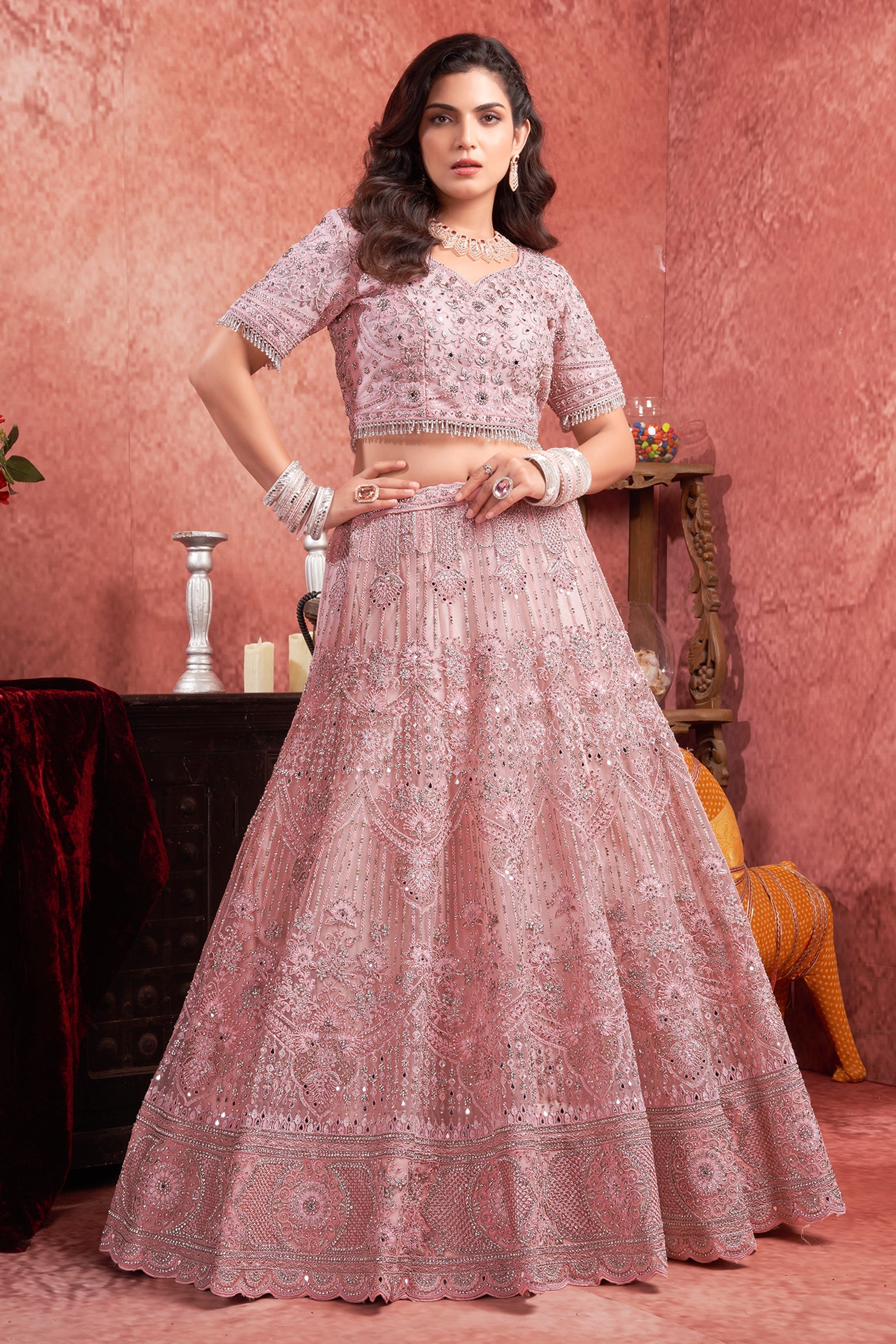 Pink Readymade Embroidered Net Lehenga-SAR10715_3_SareeButa.com