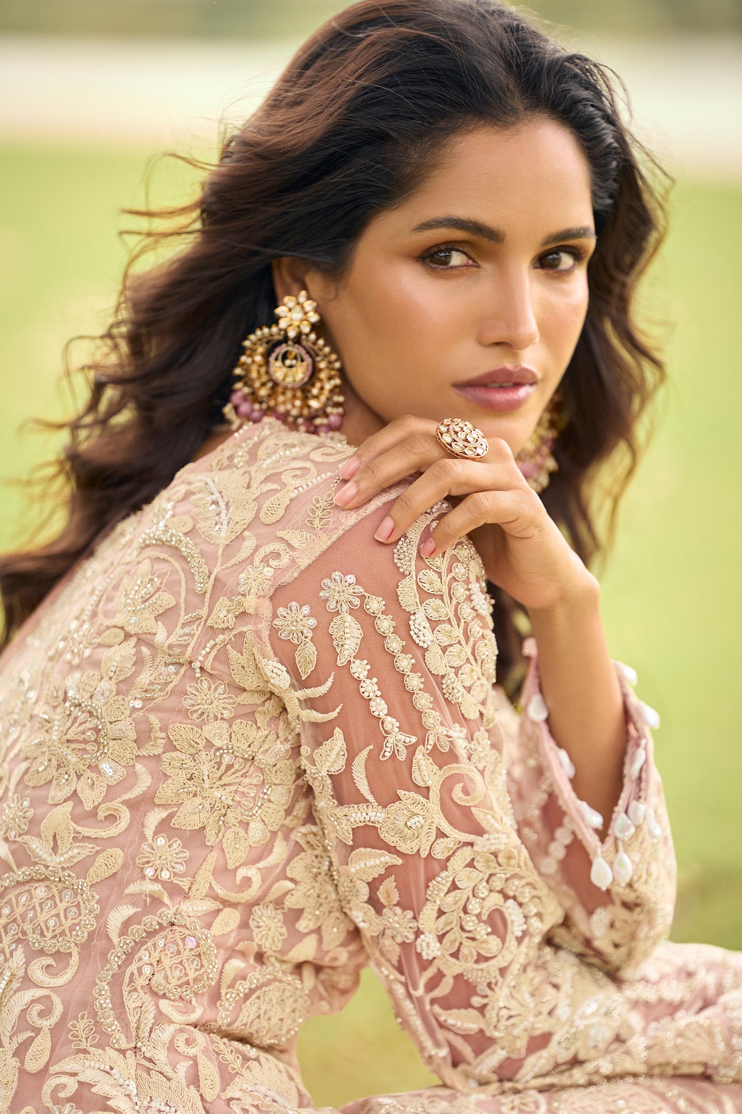 Pink Readymade Embroidered Net Suit-SAR11663_3_SareeButa.com
