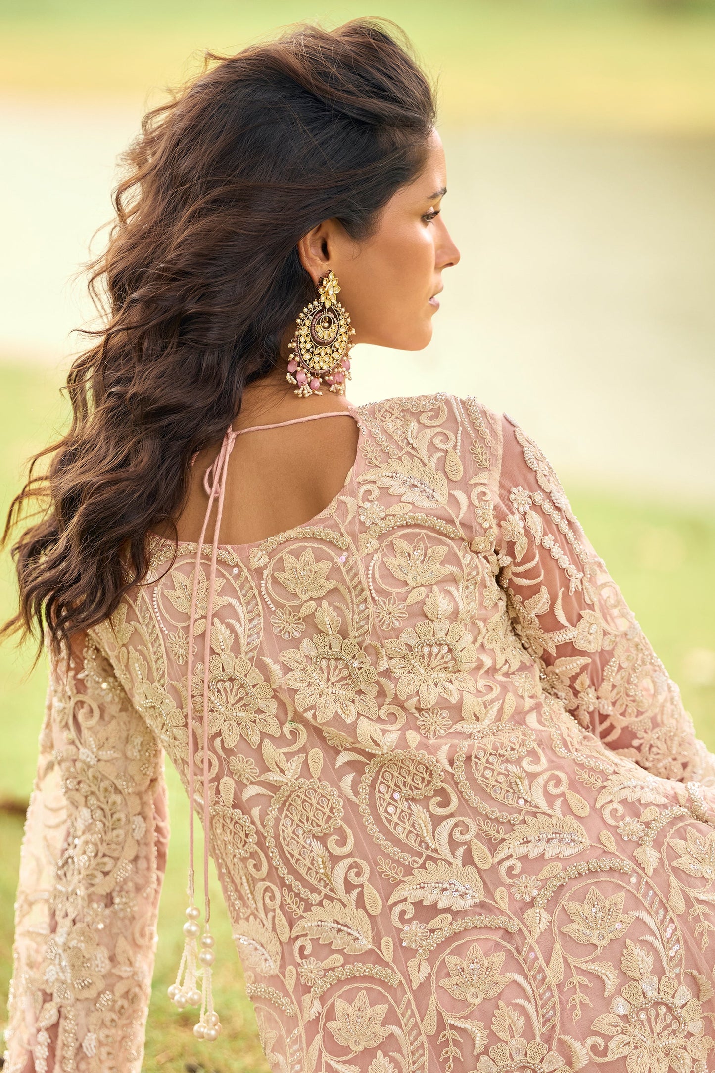 Pink Readymade Embroidered Net Suit-SAR11663_4_SareeButa.com
