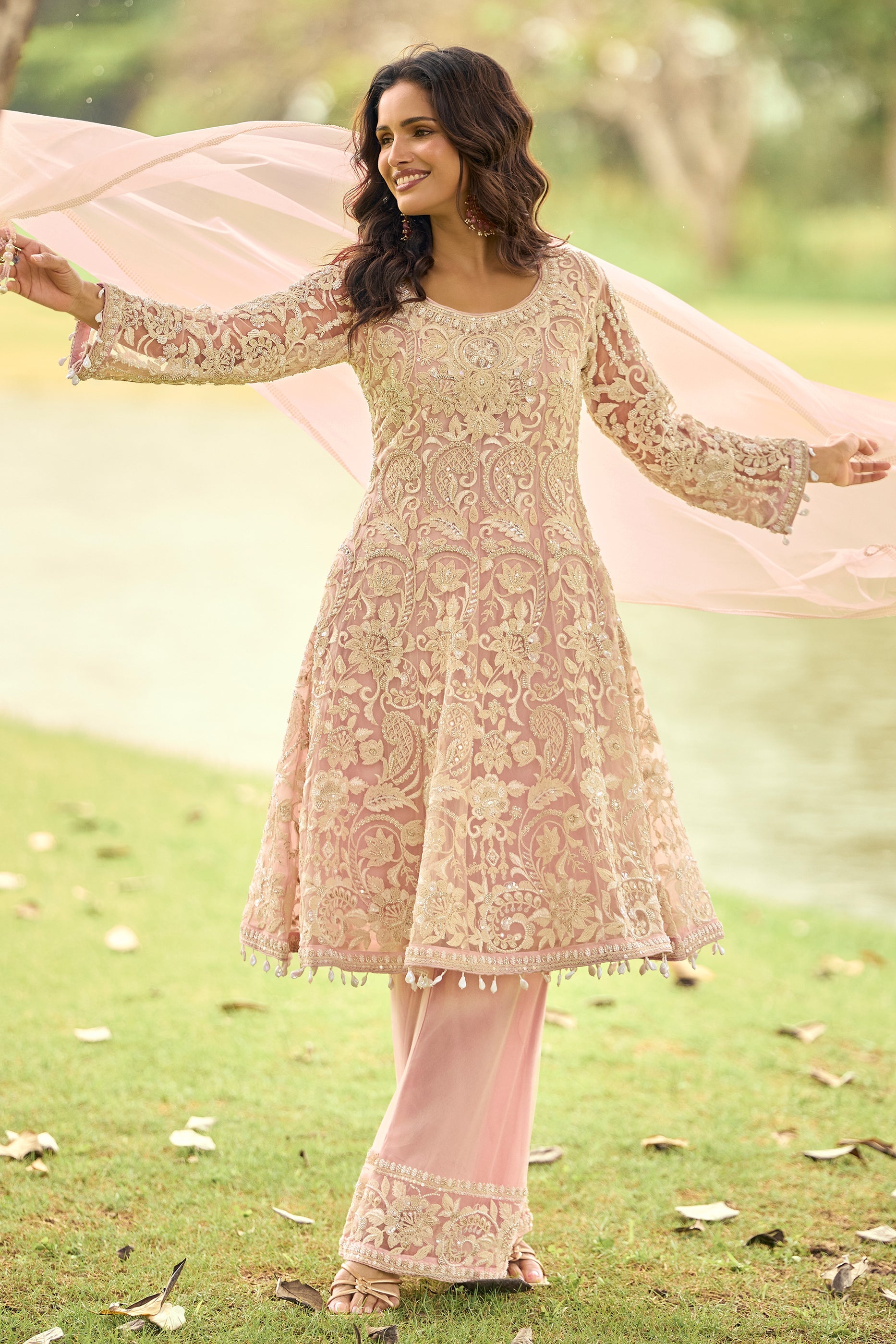 Pink Readymade Embroidered Net Suit-SAR11663_5_SareeButa.com